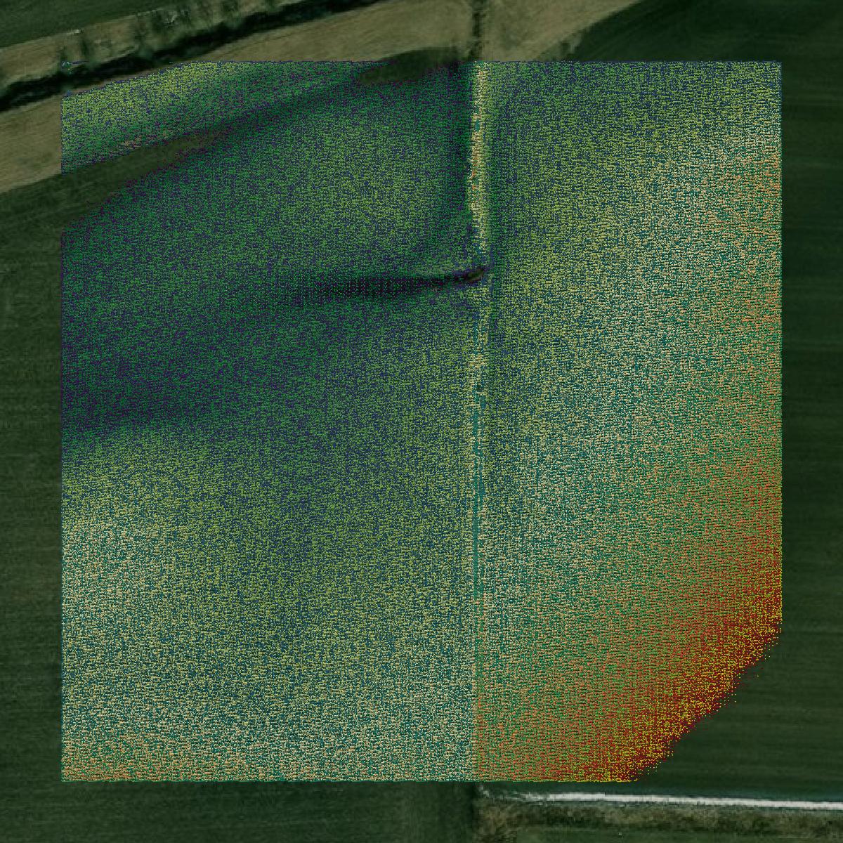 This image shows a LiDAR point cloud in Shelby County created using GIS data in Equator.