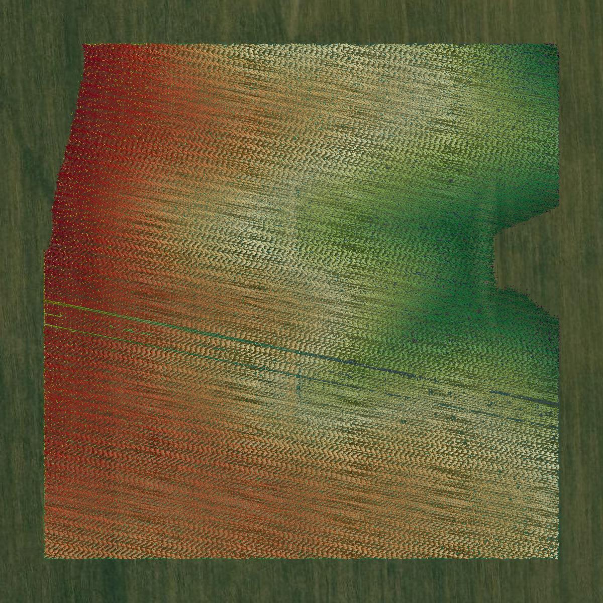 This image shows a LiDAR point cloud in Stark County created using GIS data in Equator.