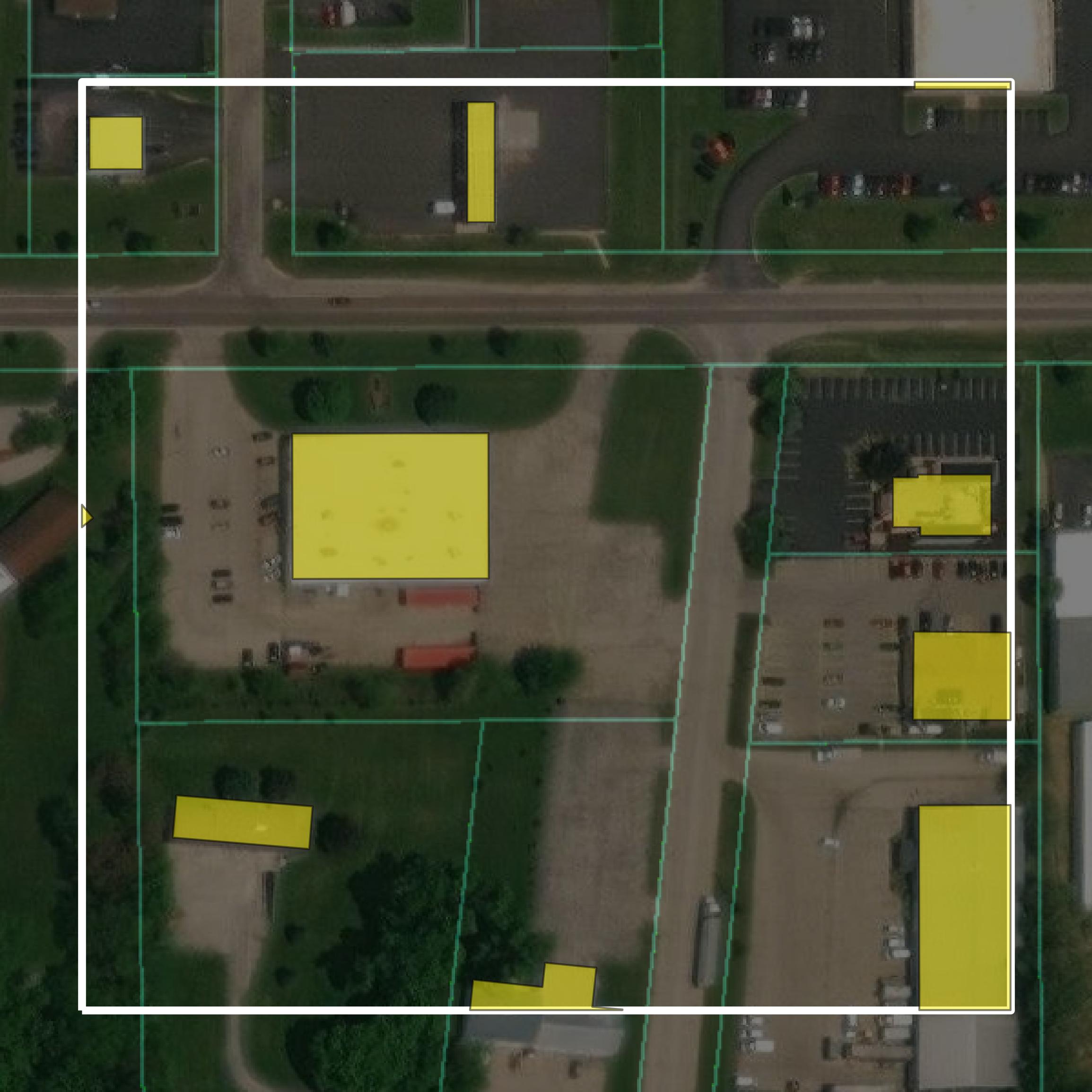 This image shows parcel and building data in Stephenson County created using GIS data in Equator.
