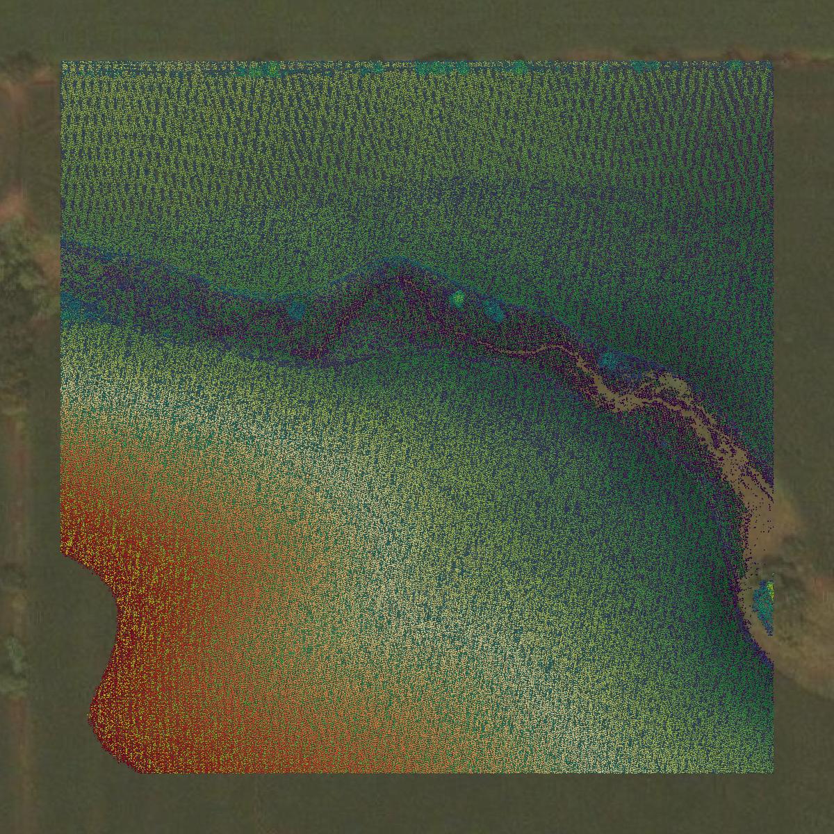 This image shows a LiDAR point cloud in Stephenson County created using GIS data in Equator.