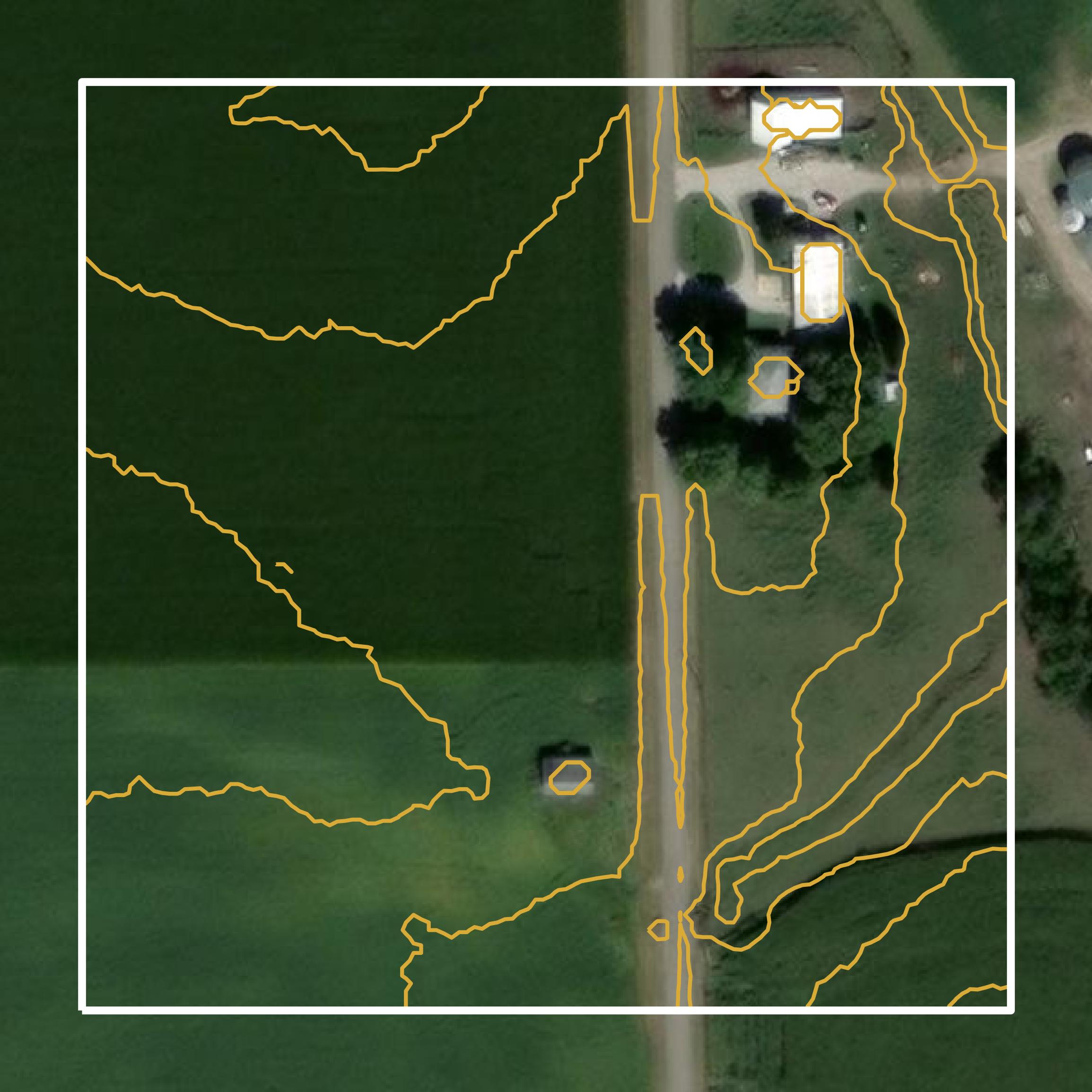This image shows a contour map in Tazewell County created using GIS data in Equator.