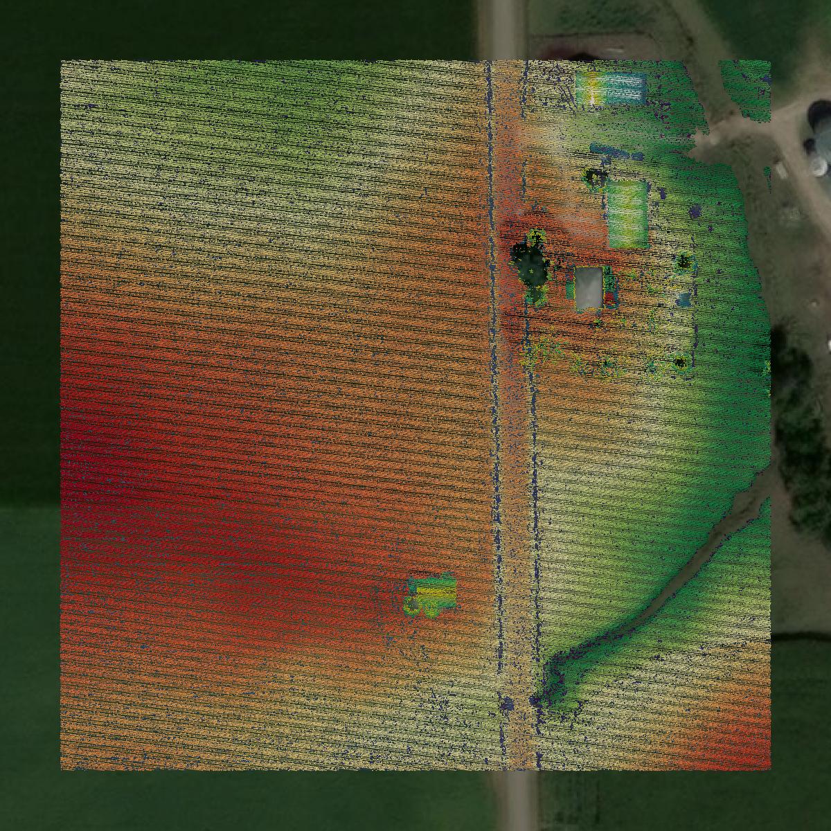This image shows a LiDAR point cloud in Tazewell County created using GIS data in Equator.