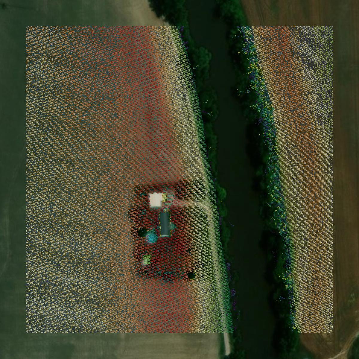 This image shows a LiDAR point cloud in Union County created using GIS data in Equator.