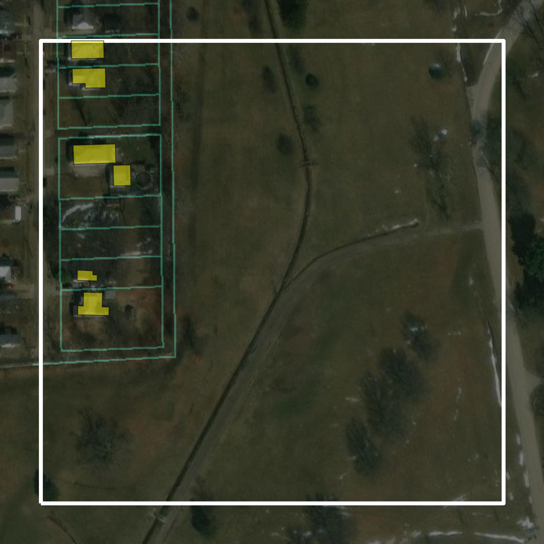 This image shows parcel and building data in Vermilion County created using GIS data in Equator.