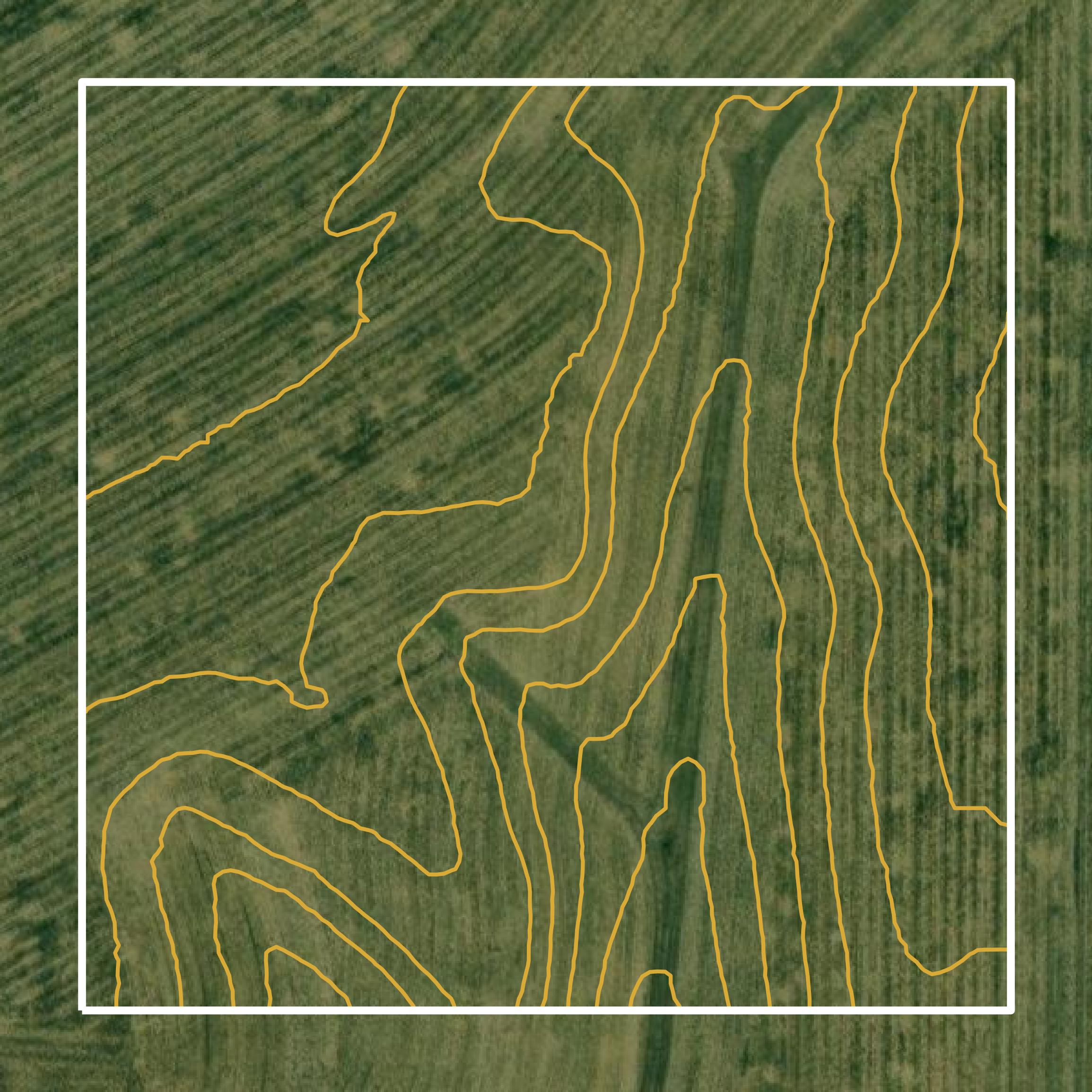 This image shows a contour map in Warren County created using GIS data in Equator.