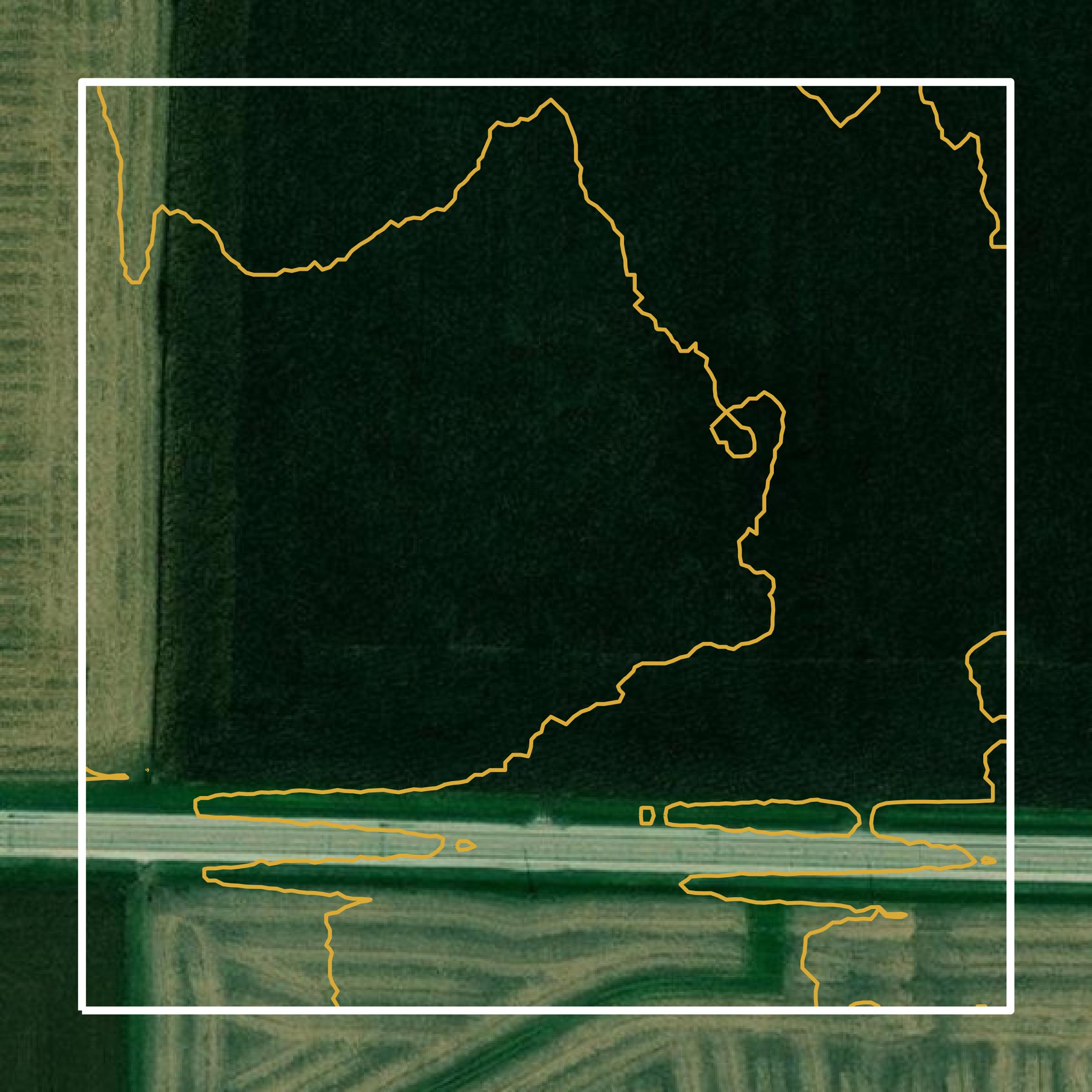 This image shows a contour map in Warren County created using GIS data in Equator.