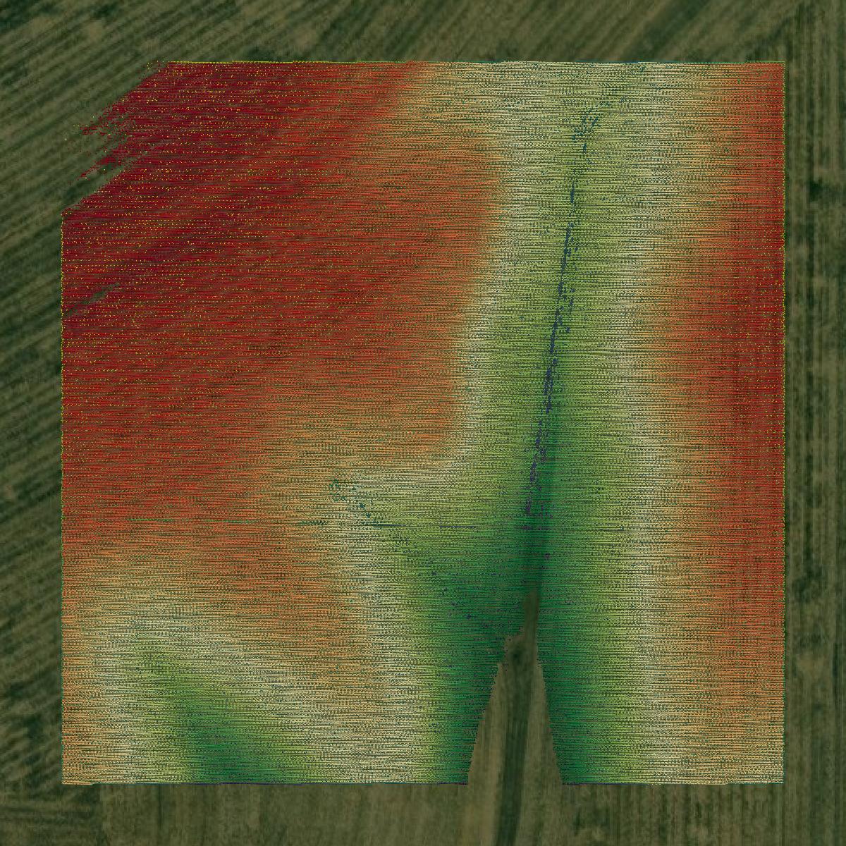 This image shows a LiDAR point cloud in Warren County created using GIS data in Equator.