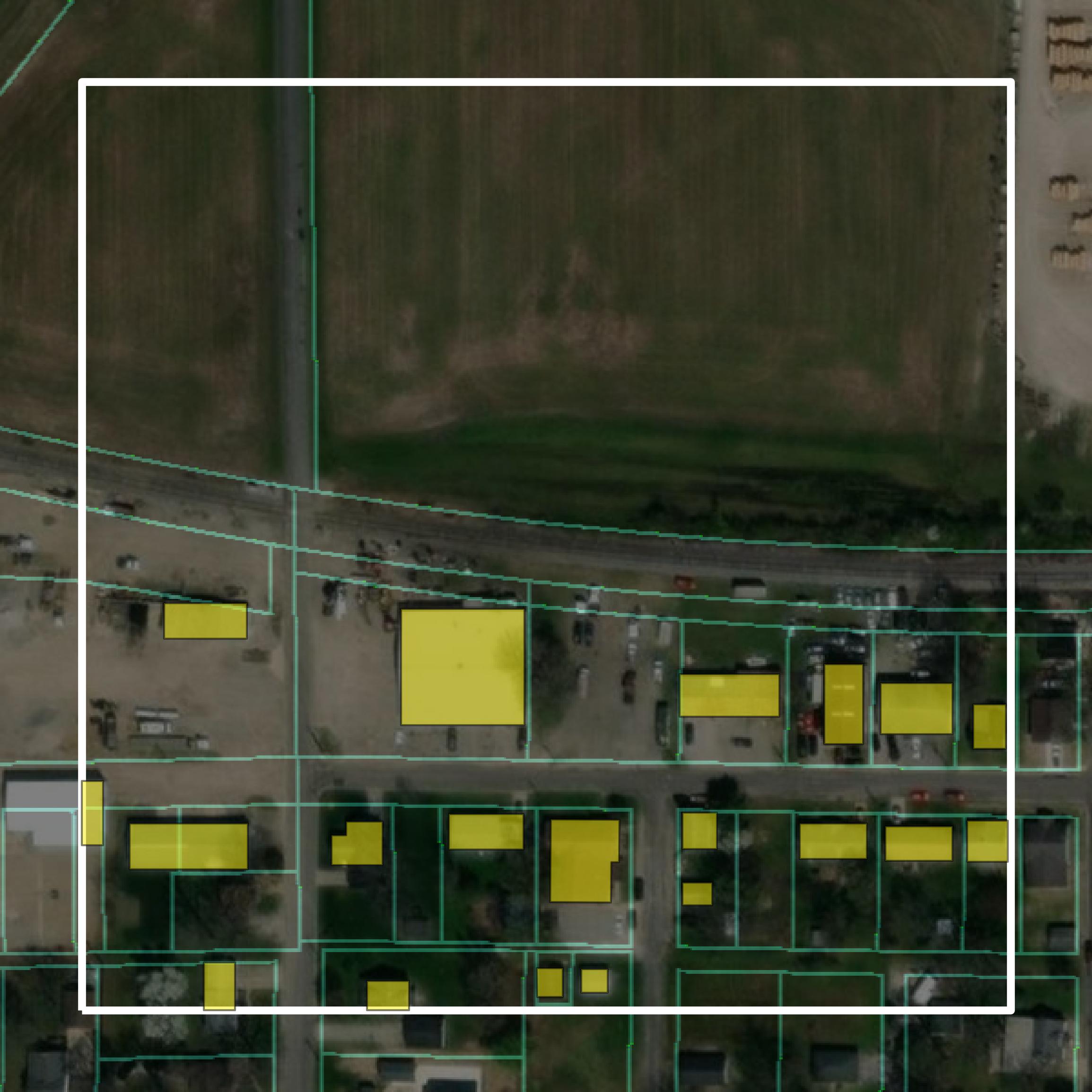 This image shows parcel and building data in Washington County created using GIS data in Equator.