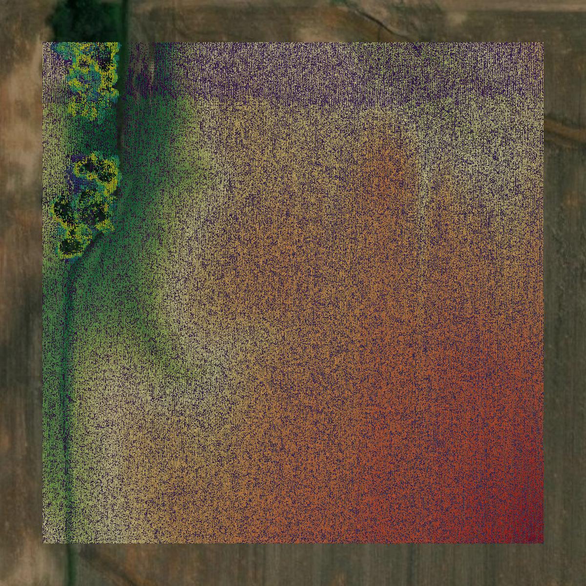 This image shows a LiDAR point cloud in Washington County created using GIS data in Equator.