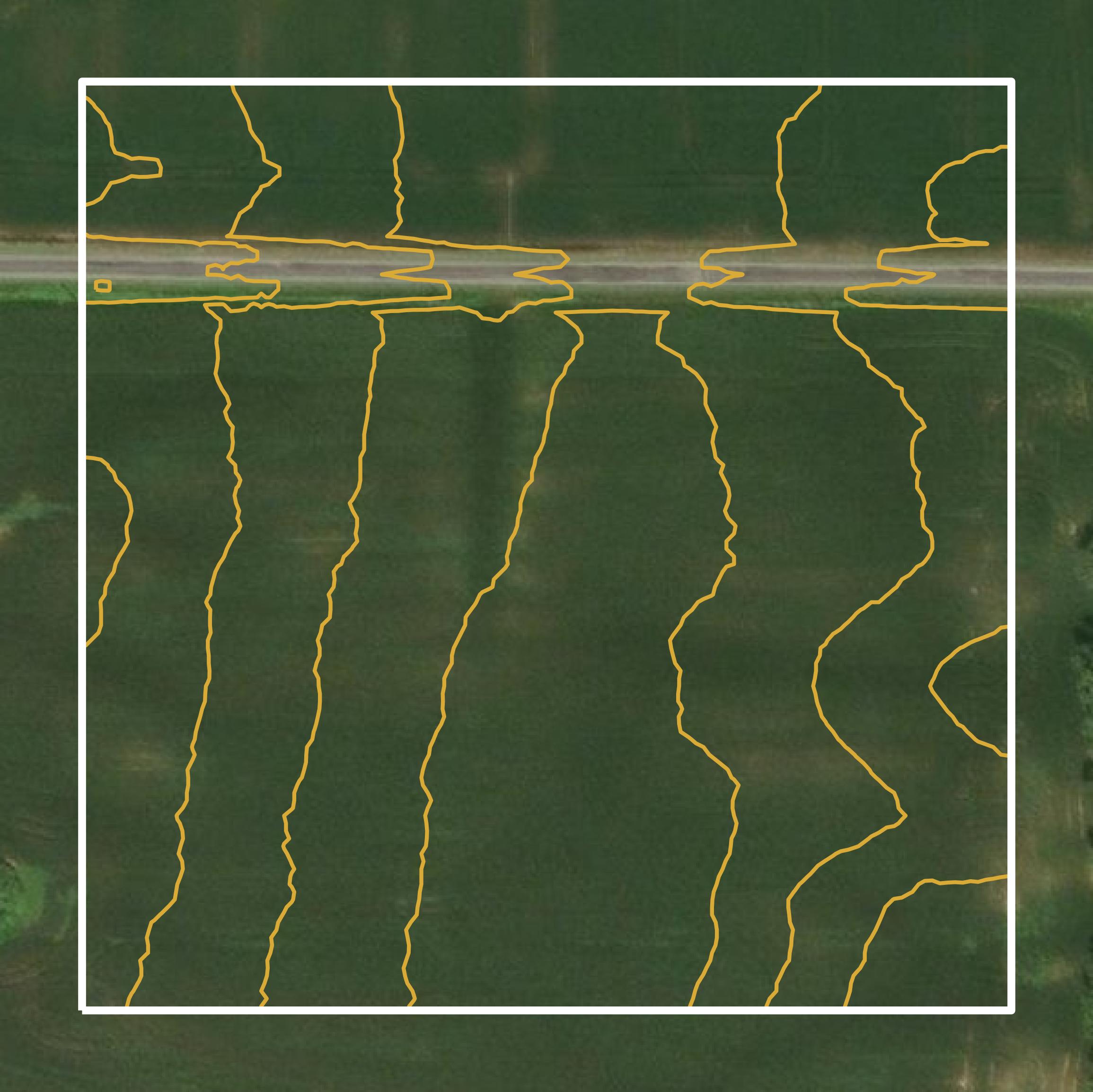 This image shows a contour map in Wayne County created using GIS data in Equator.