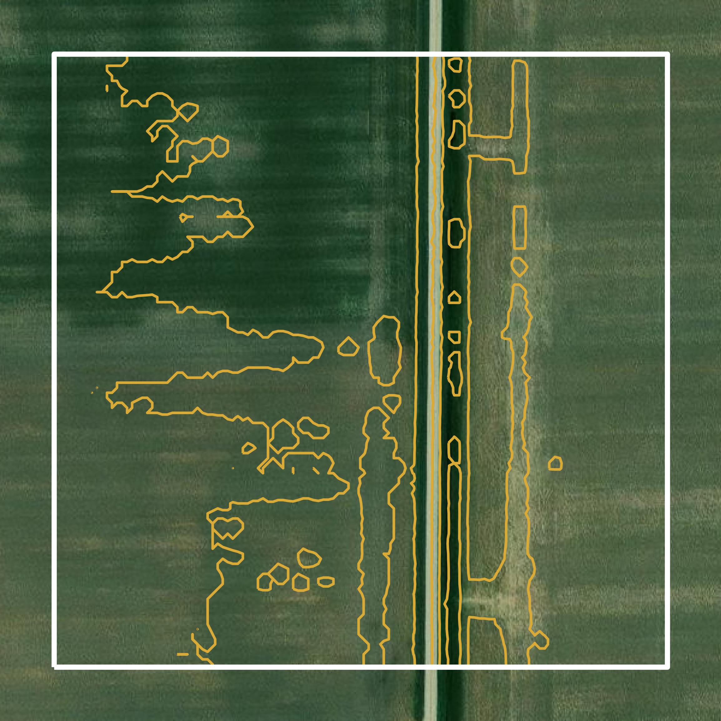 This image shows a contour map in White County created using GIS data in Equator.