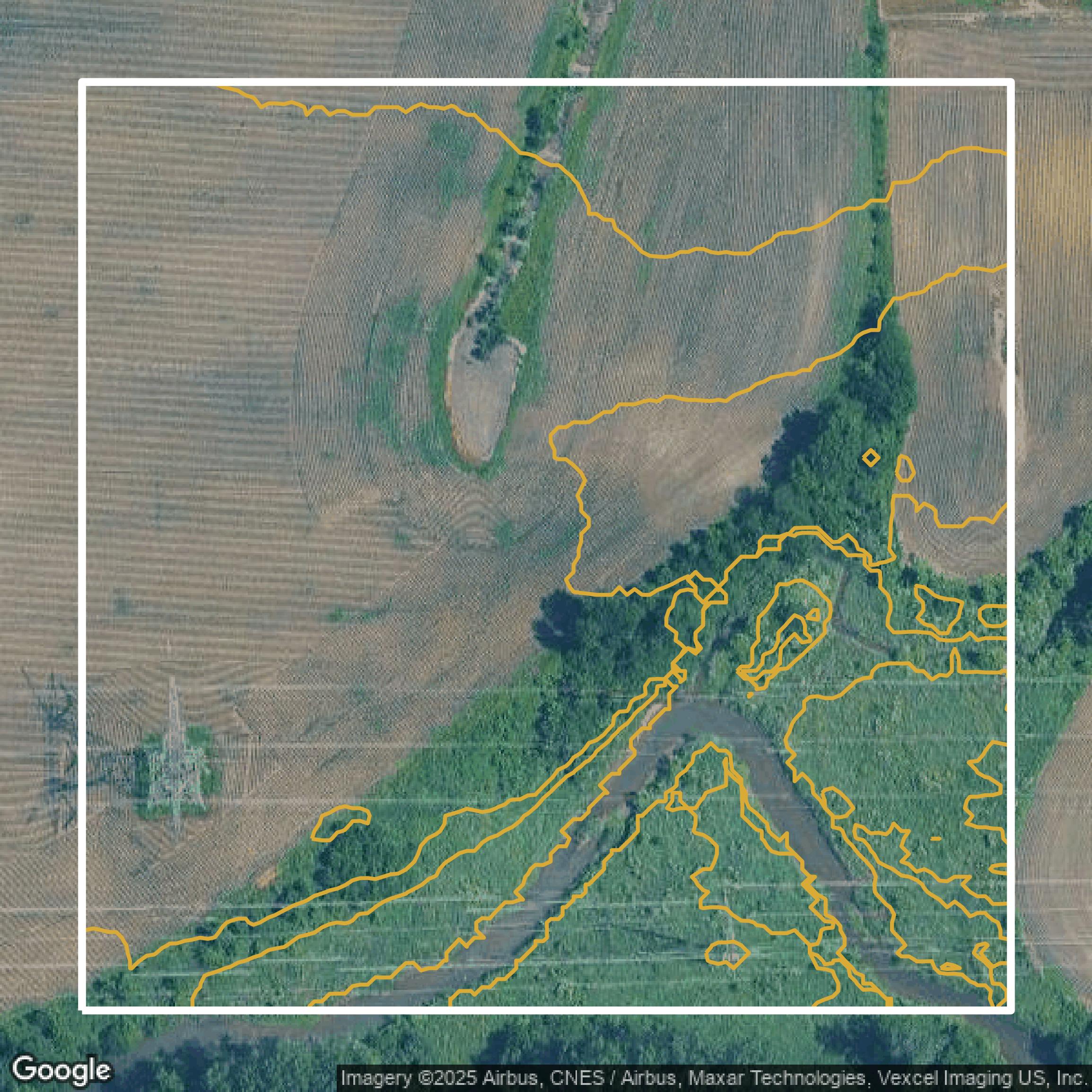 This image shows a contour map in Will County created using GIS data in Equator.