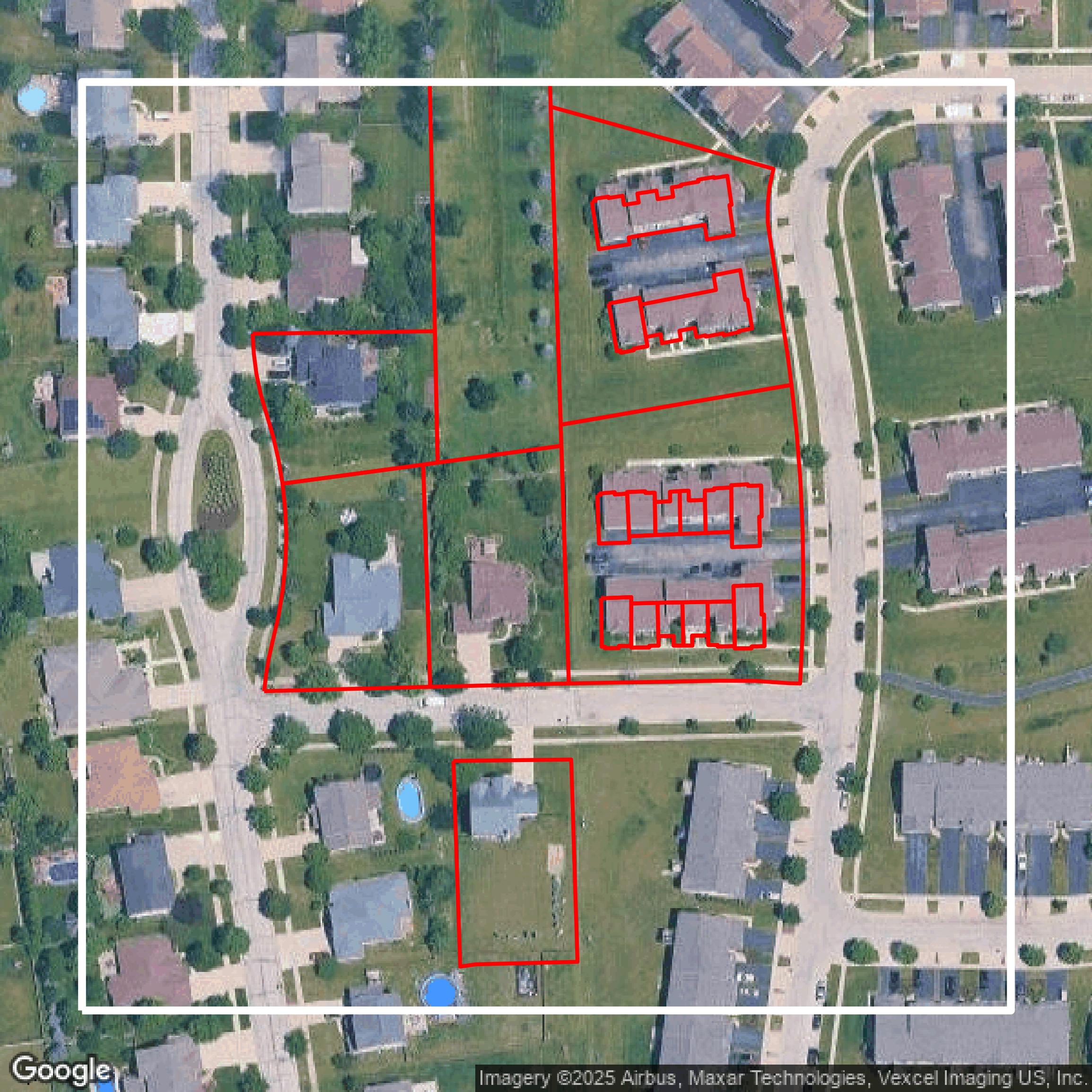 This image shows parcel data in Will County created using GIS data in Equator.