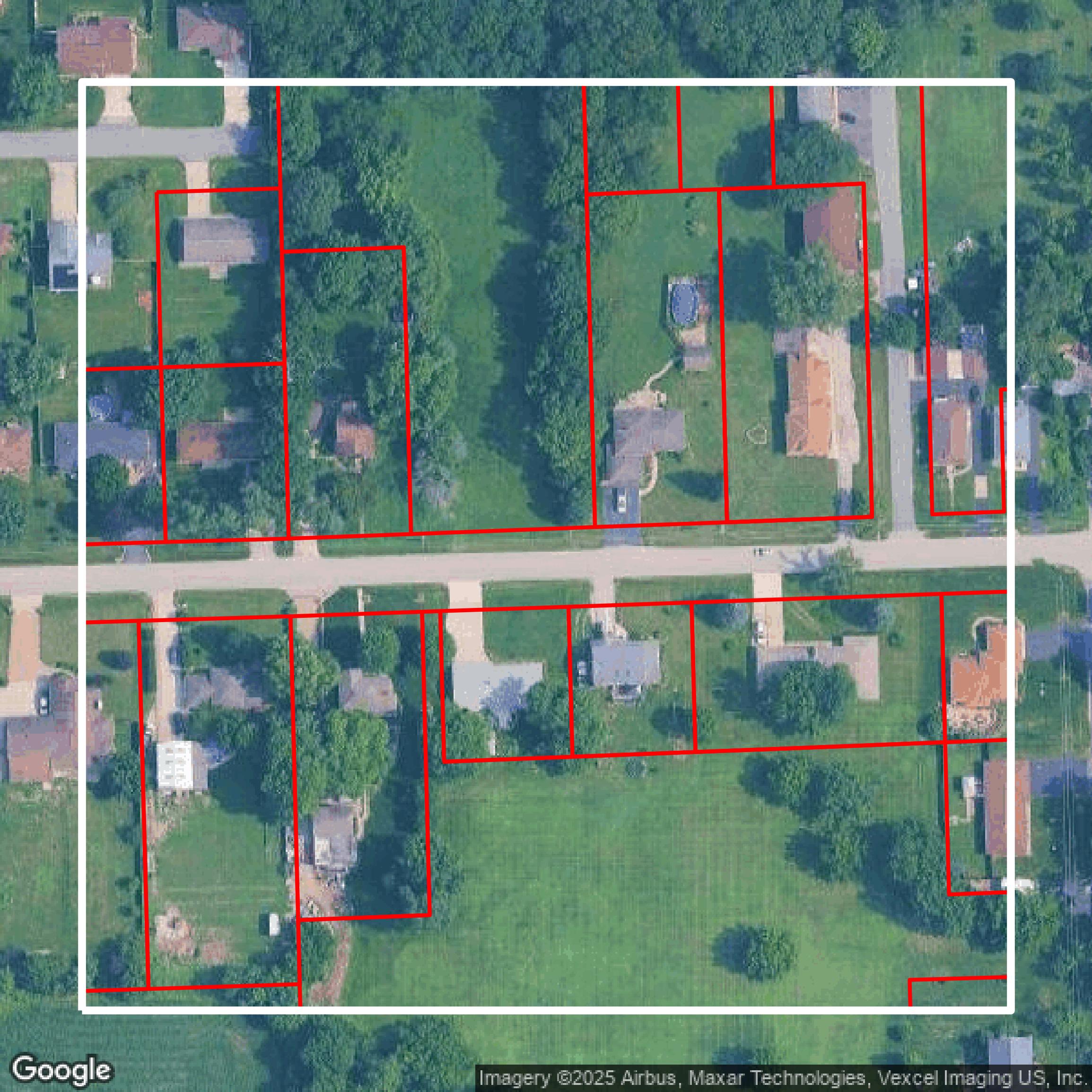 This image shows parcel data in Will County created using GIS data in Equator.