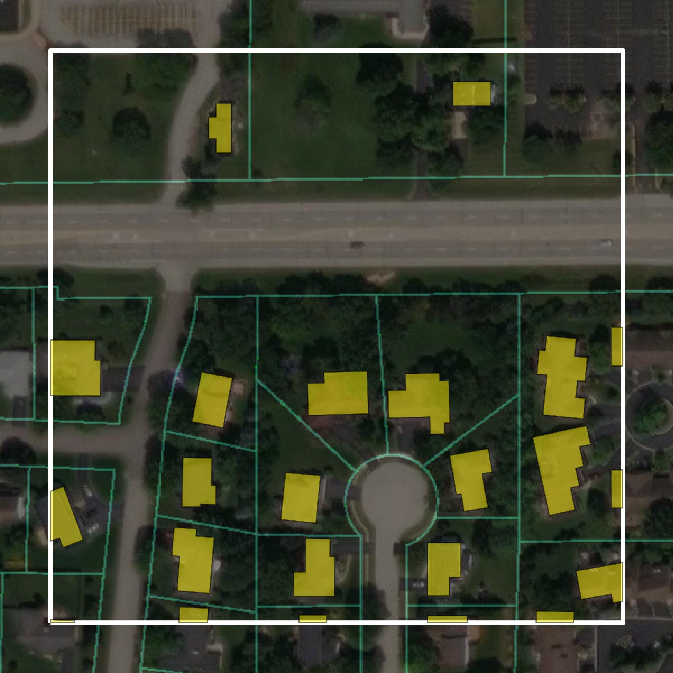This image shows parcel and building data in Winnebago County created using GIS data in Equator.