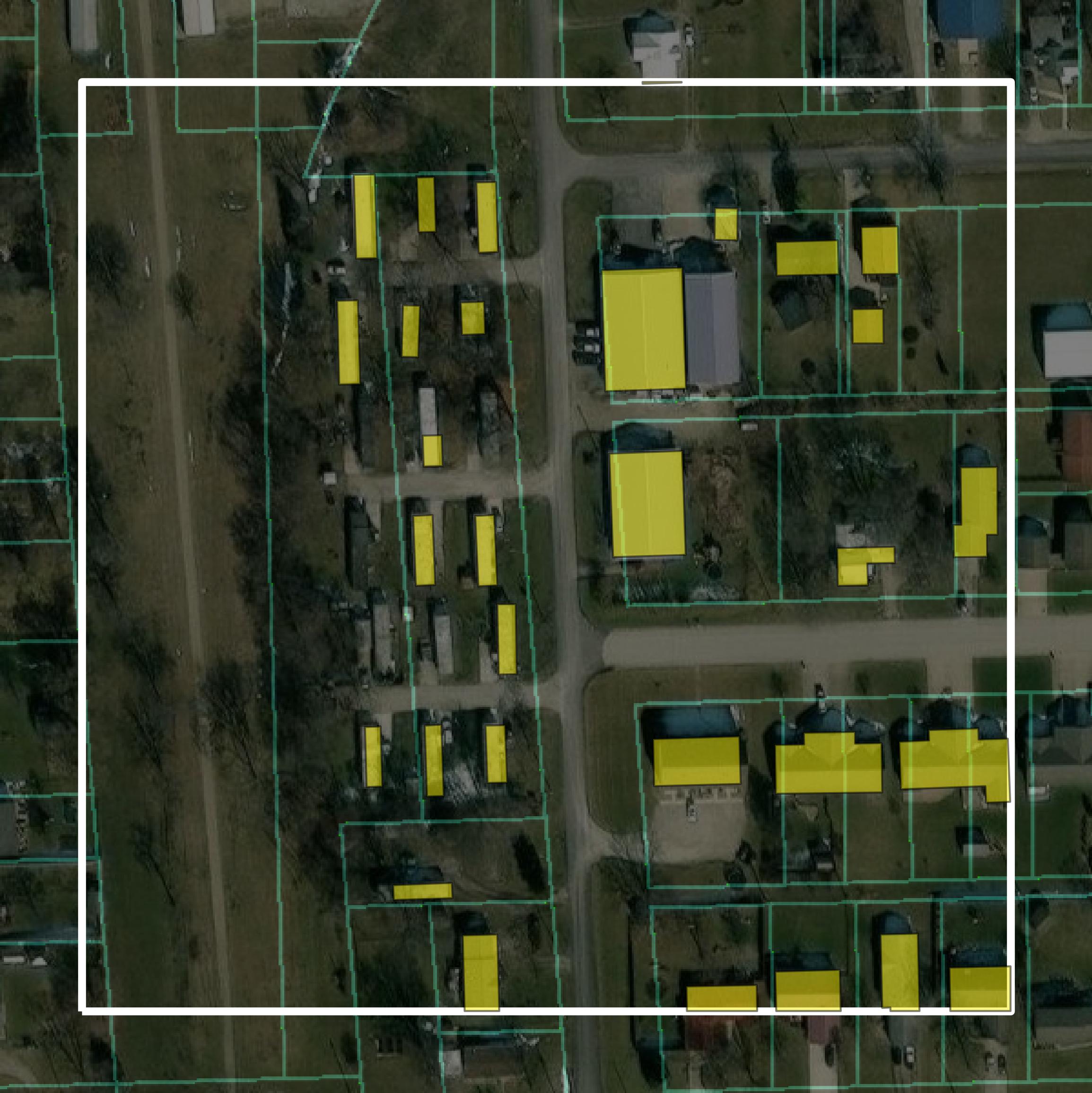This image shows parcel and building data in Woodford County created using GIS data in Equator.