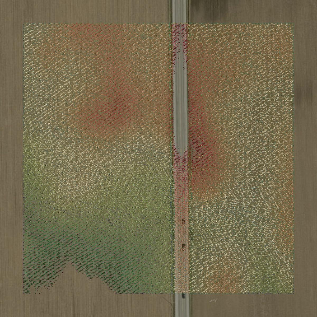 This image shows a LiDAR point cloud in Adams County created using GIS data in Equator.