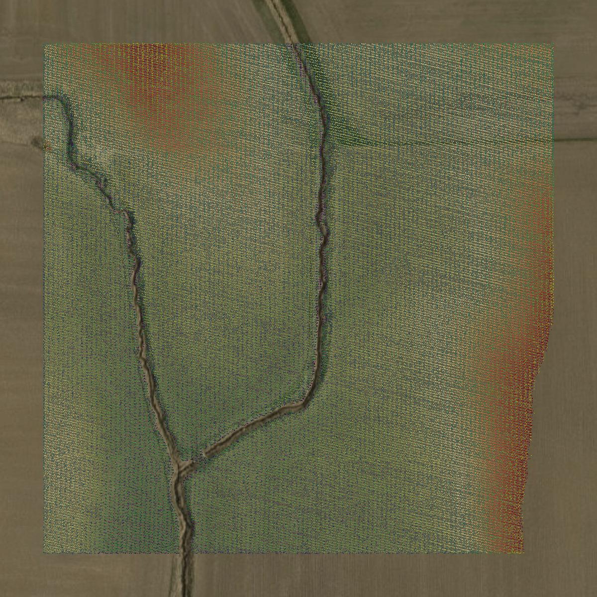 This image shows a LiDAR point cloud in Adams County created using GIS data in Equator.