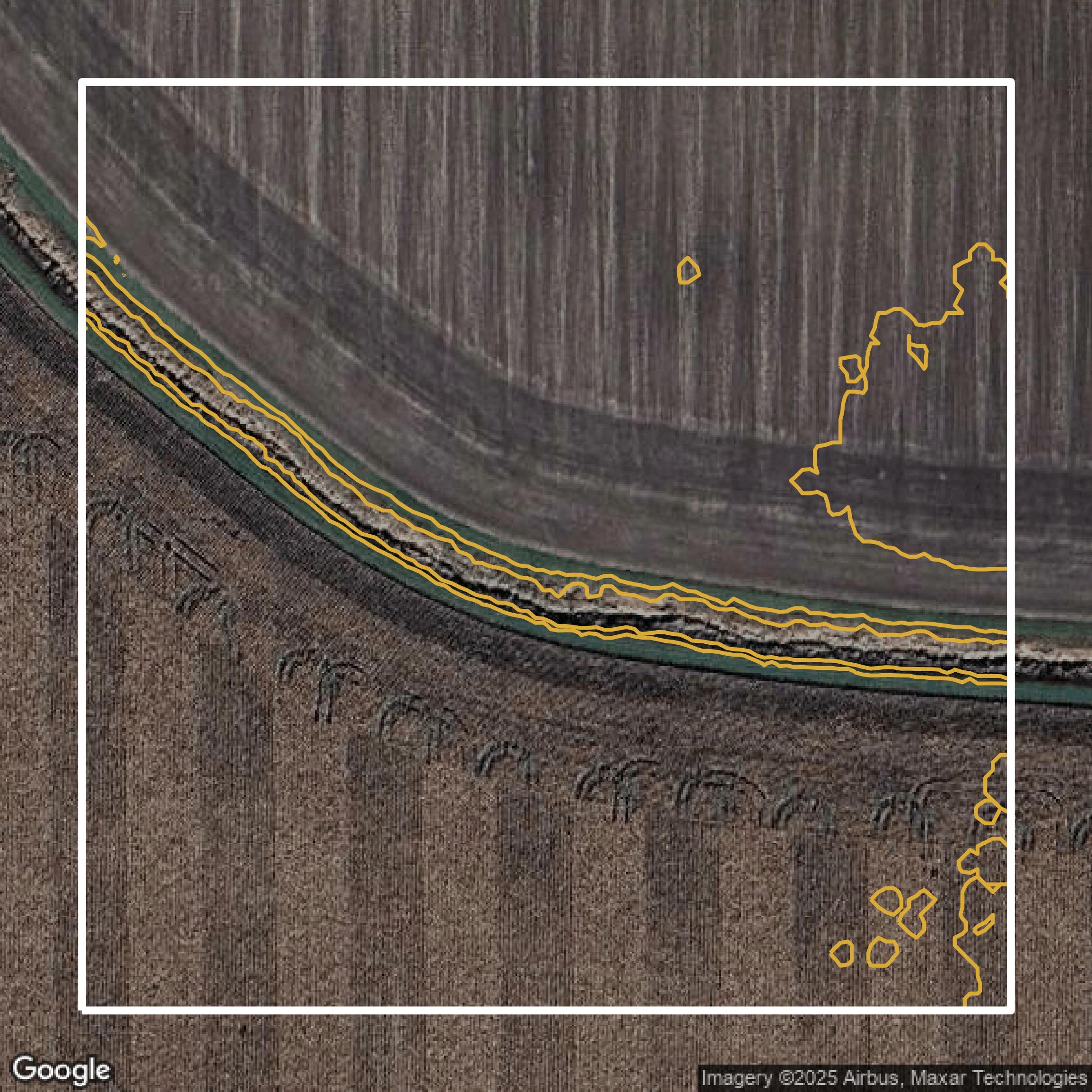 This image shows a contour map in Allen County created using GIS data in Equator.