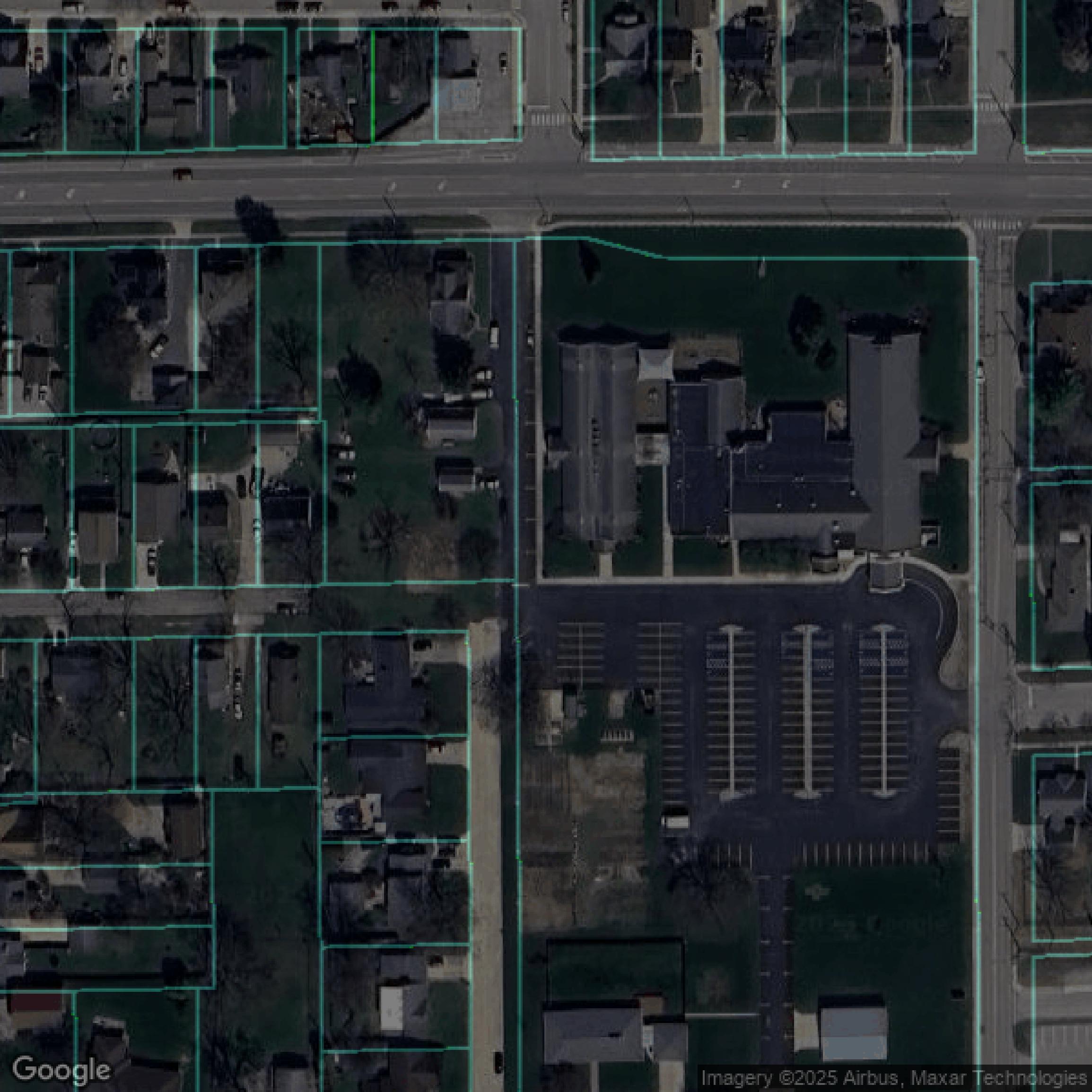 This image shows parcel data in Allen County created using GIS data in Equator.