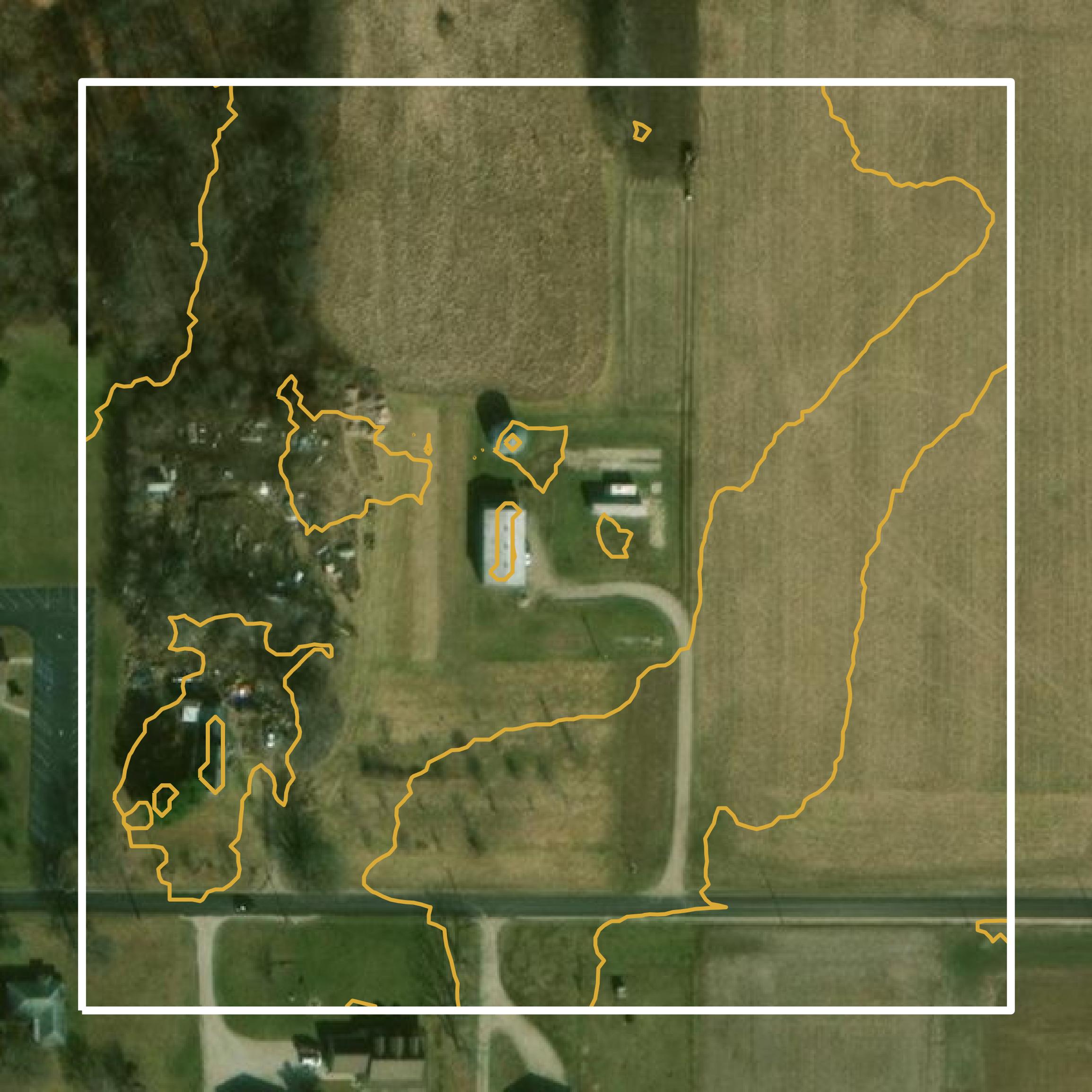 This image shows a contour map in Bartholomew County created using GIS data in Equator.