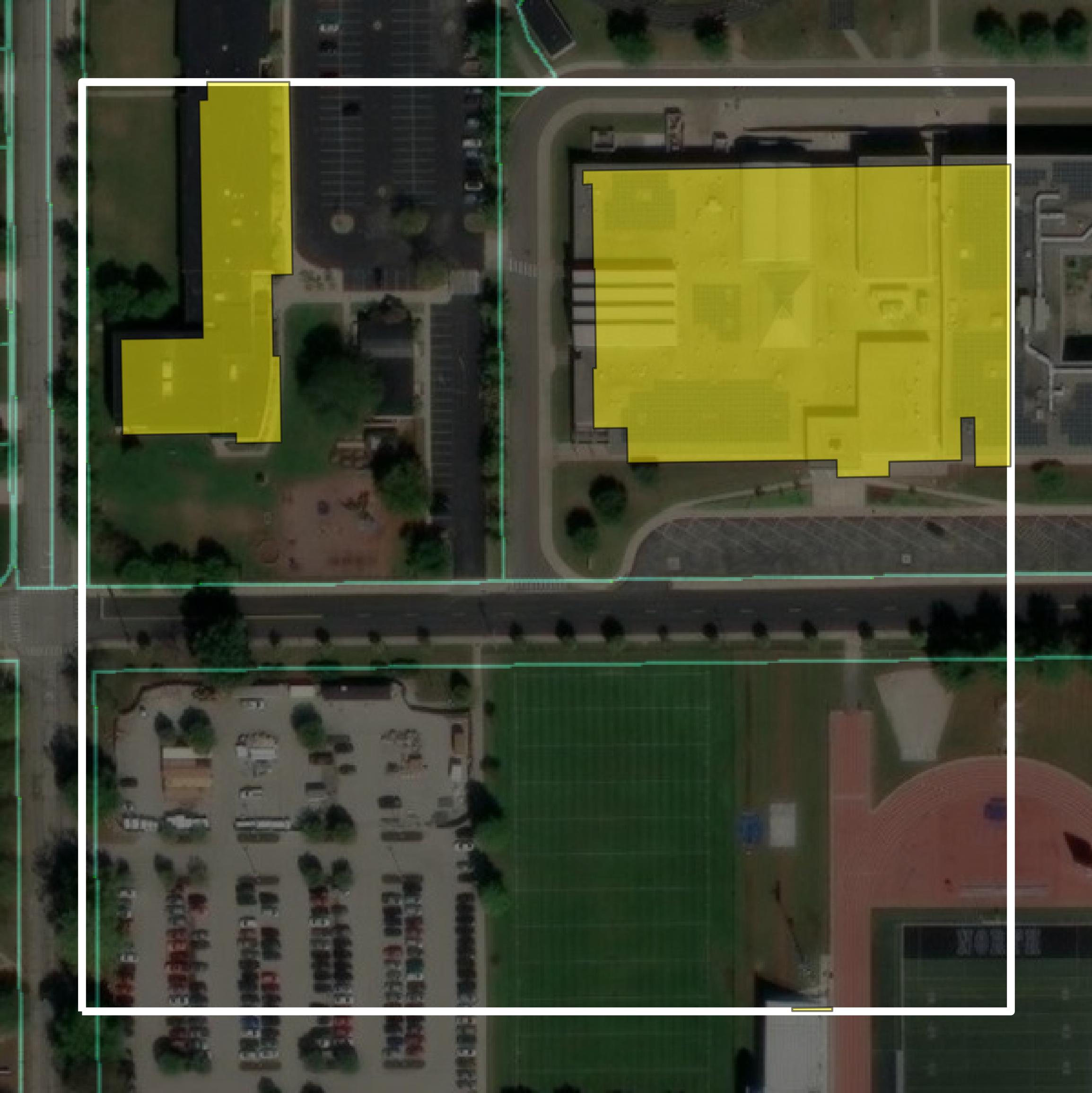 This image shows parcel and building data in Bartholomew County created using GIS data in Equator.