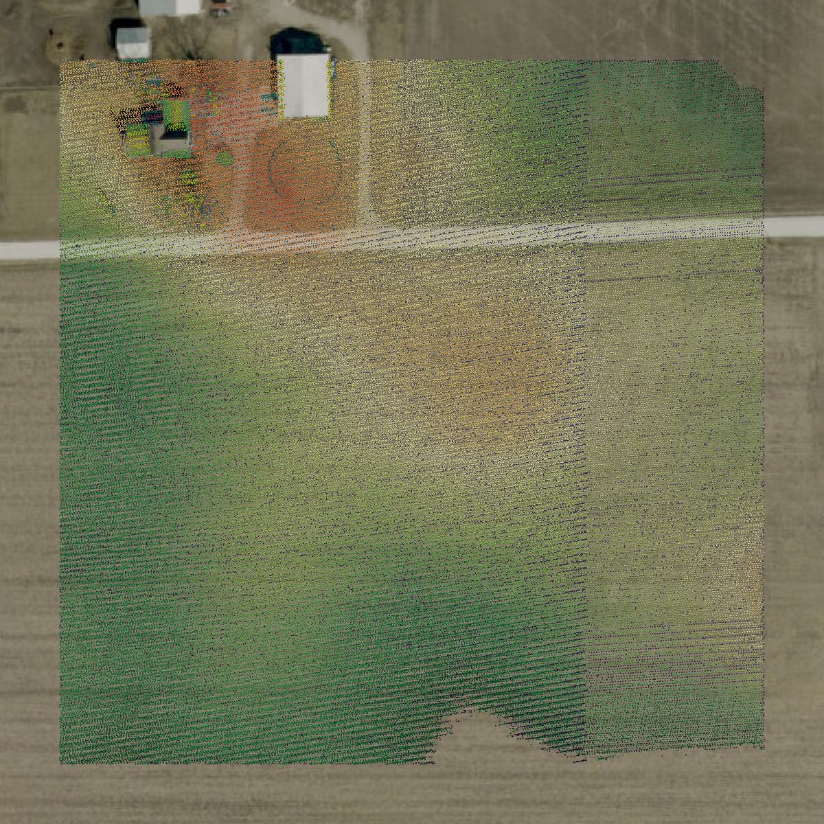 This image shows a LiDAR point cloud in Benton County created using GIS data in Equator.