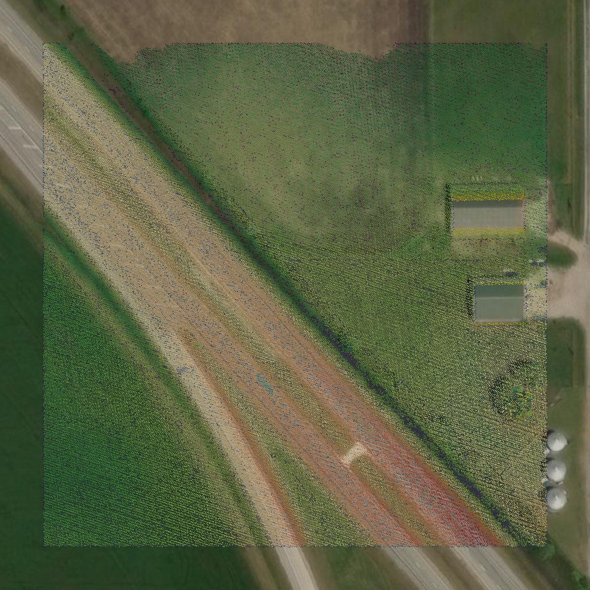 This image shows a LiDAR point cloud in Benton County created using GIS data in Equator.