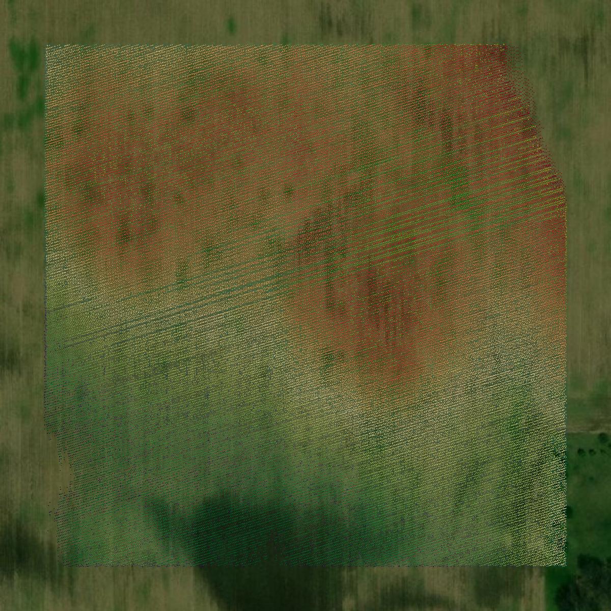 This image shows a LiDAR point cloud in Boone County created using GIS data in Equator.