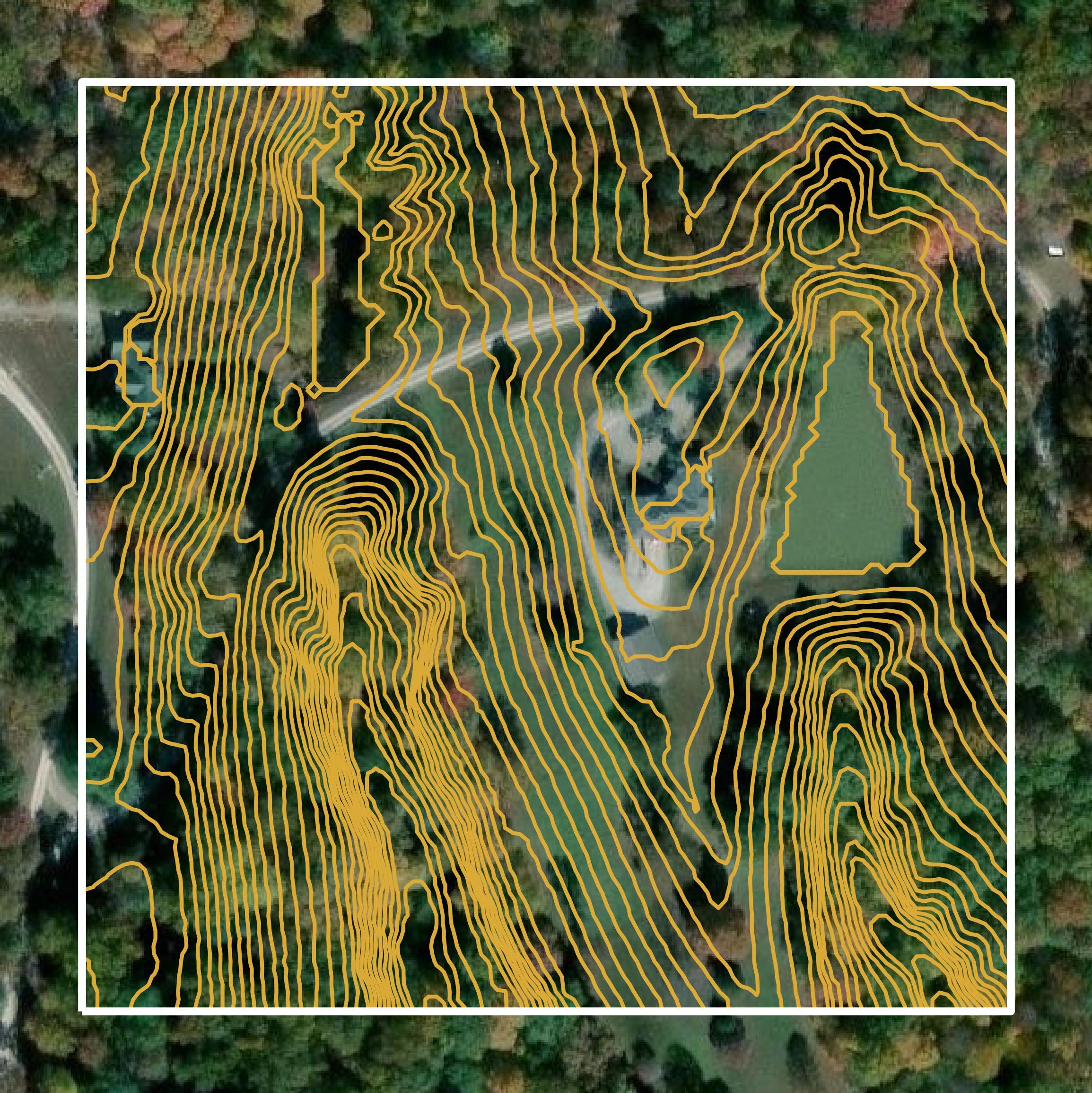 This image shows a contour map in Brown County created using GIS data in Equator.