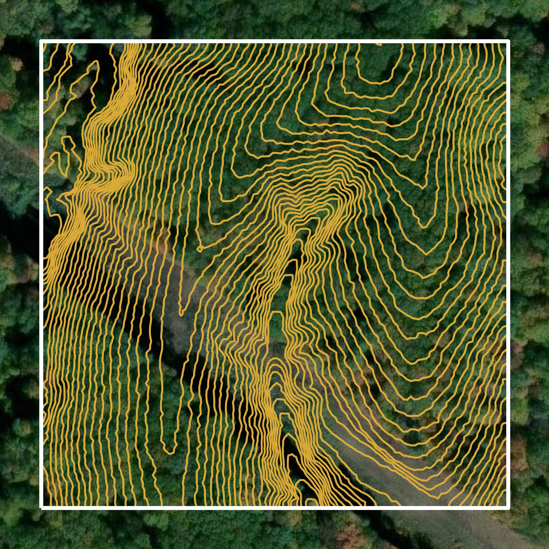 This image shows a contour map in Brown County created using GIS data in Equator.