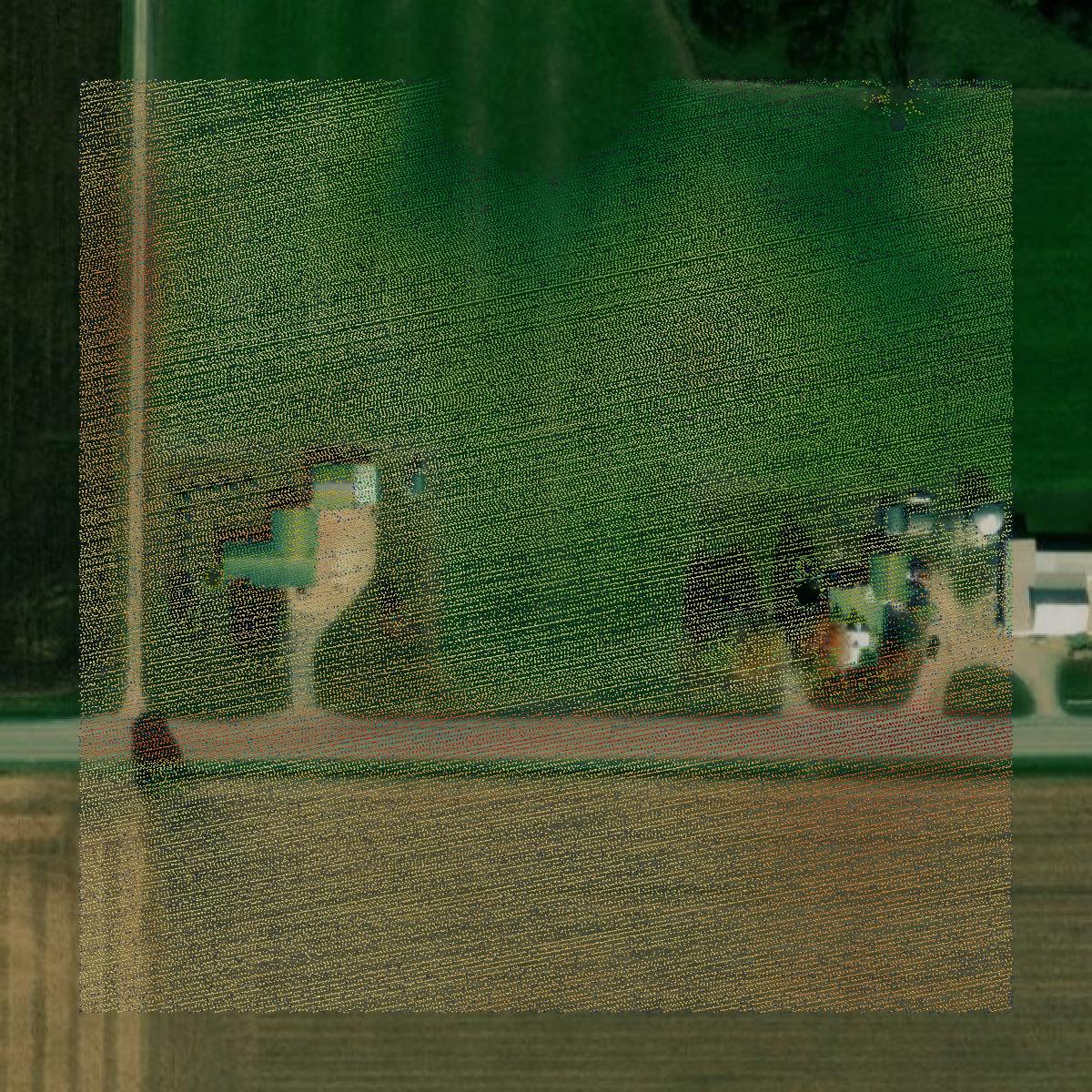 This image shows a LiDAR point cloud in Carroll County created using GIS data in Equator.
