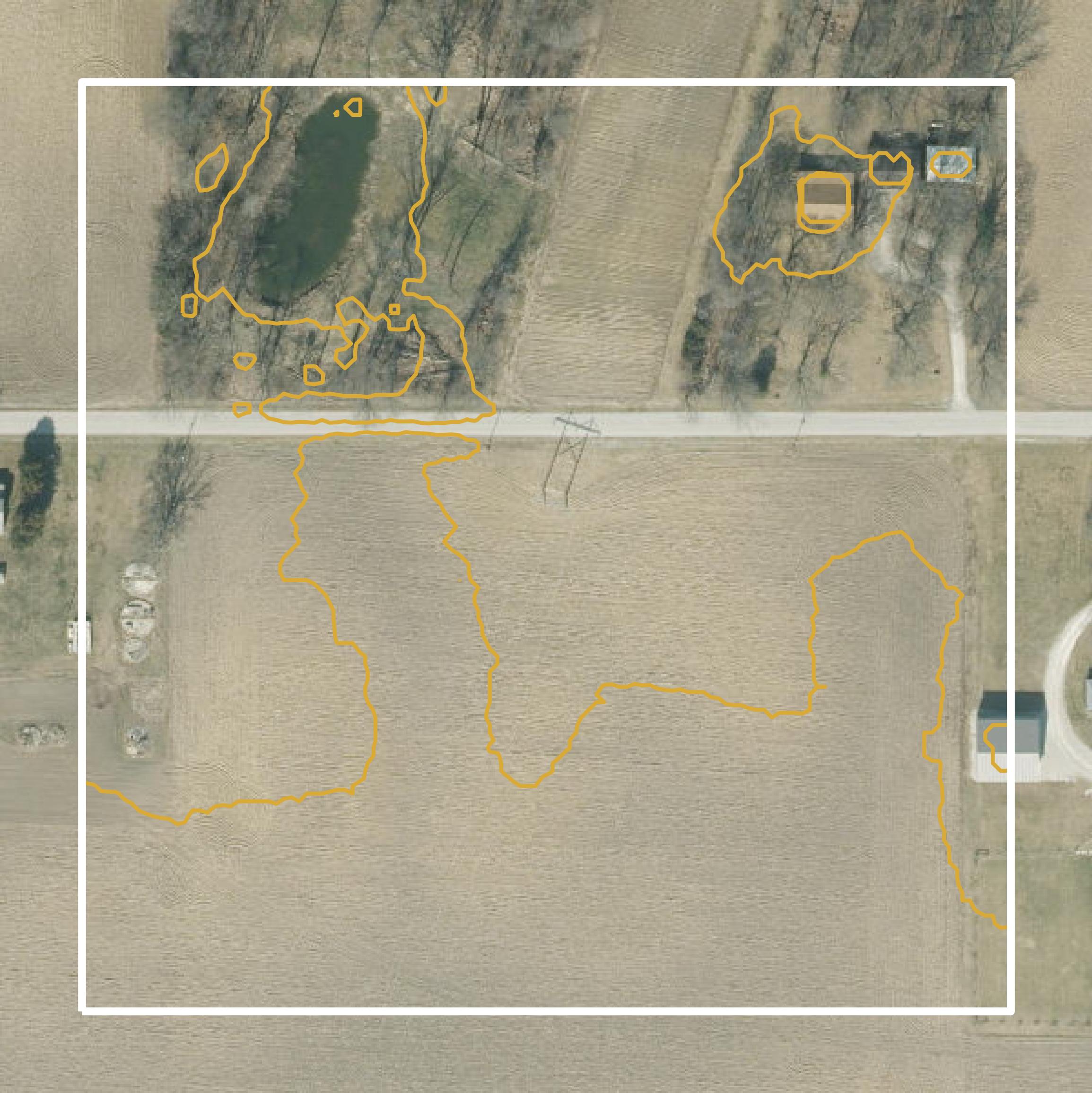This image shows a contour map in Cass County created using GIS data in Equator.