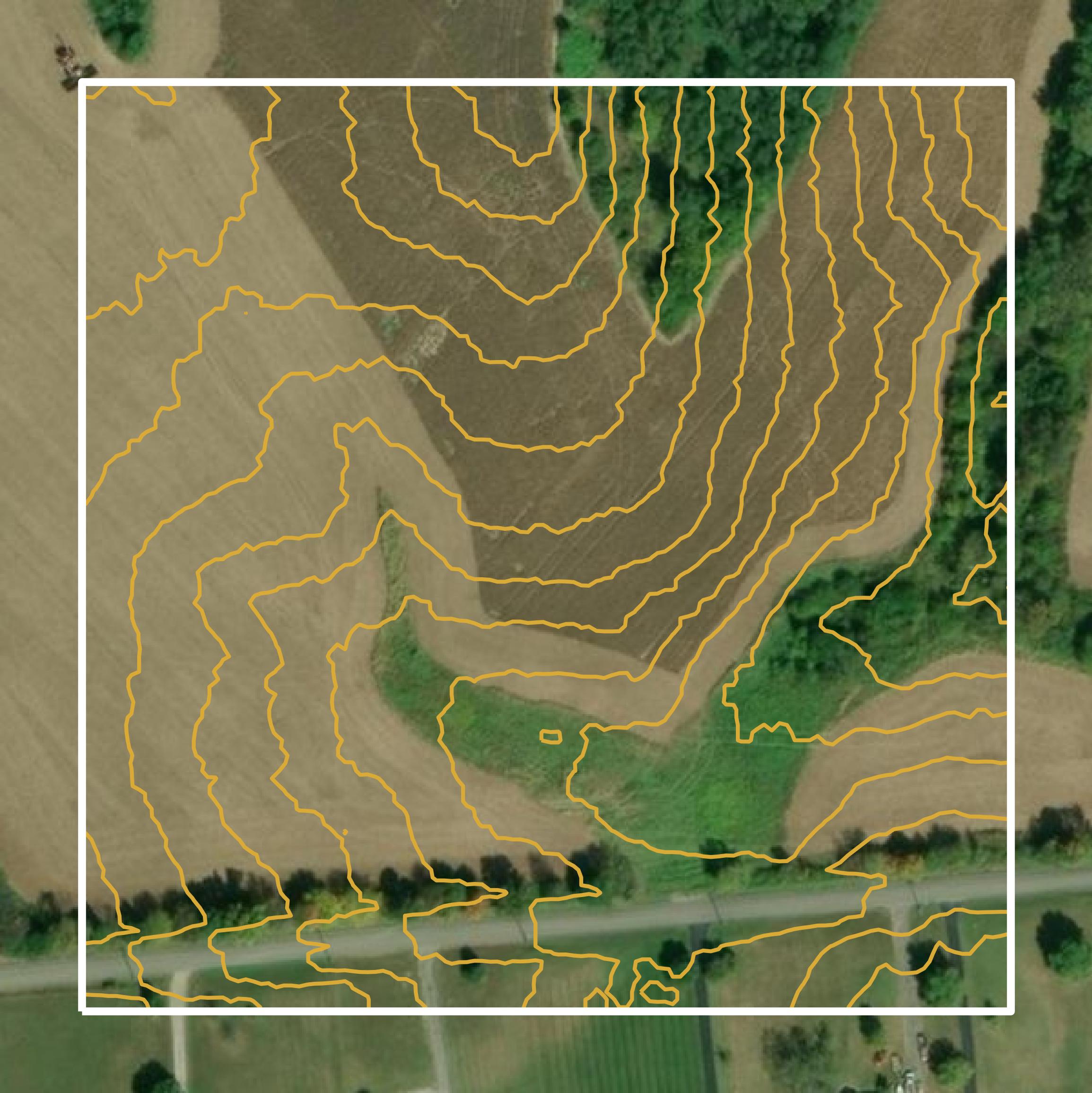 This image shows a contour map in Clark County created using GIS data in Equator.