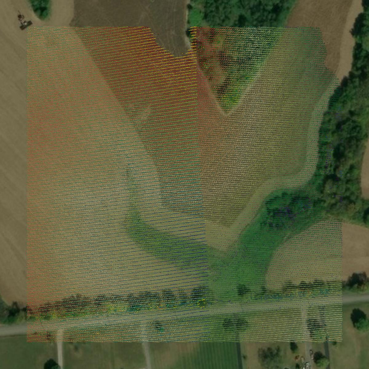 This image shows a LiDAR point cloud in Clark County created using GIS data in Equator.