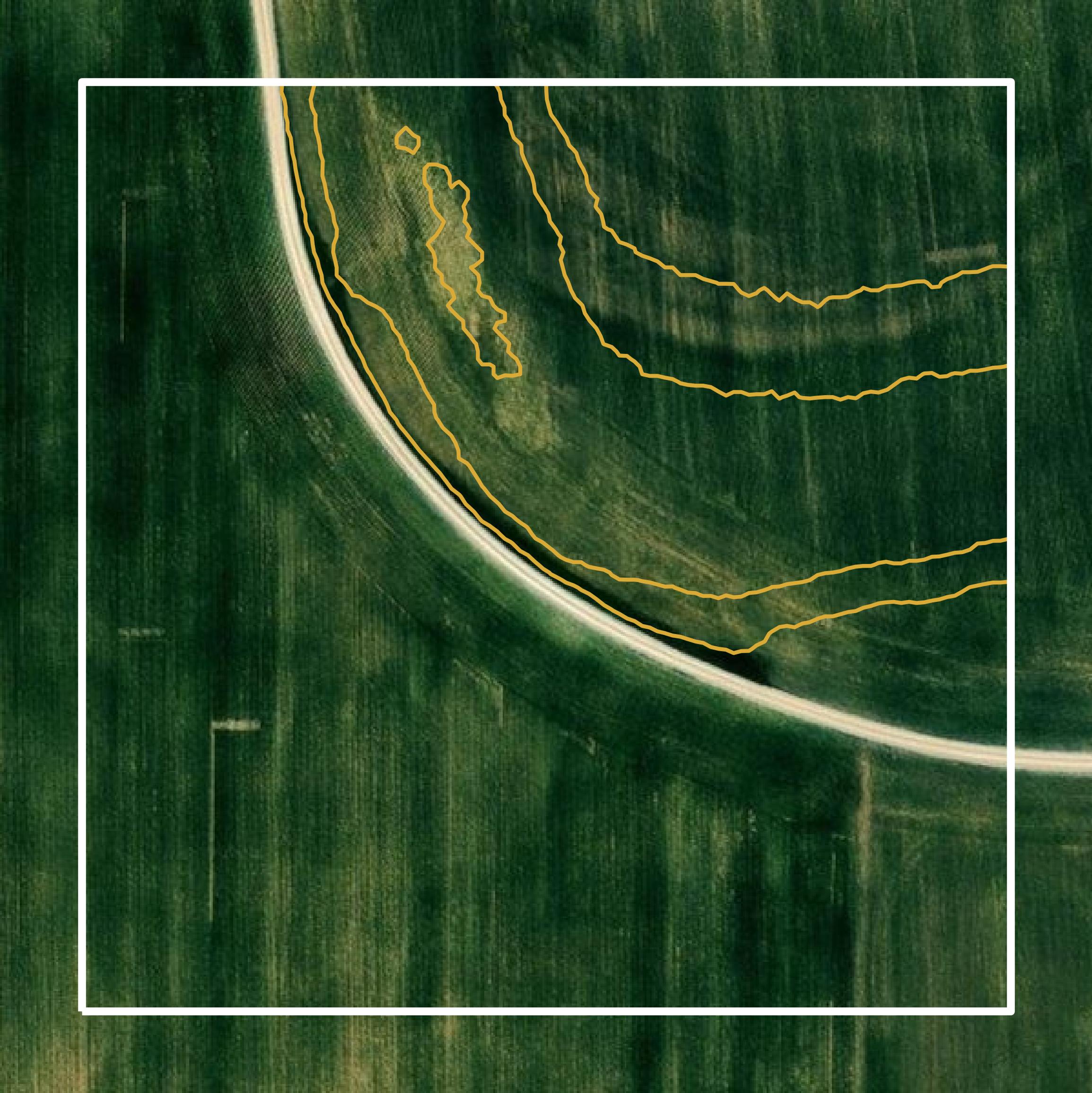 This image shows a contour map in Clay County created using GIS data in Equator.
