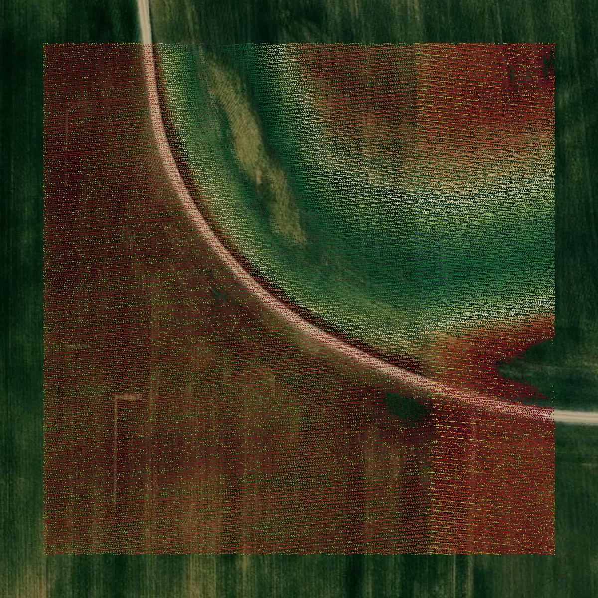 This image shows a LiDAR point cloud in Clay County created using GIS data in Equator.