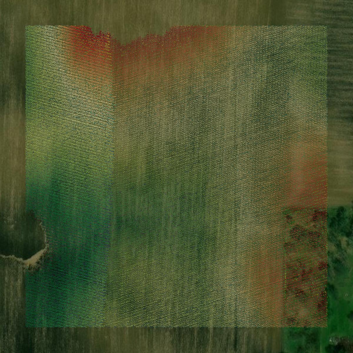 This image shows a LiDAR point cloud in Clinton County created using GIS data in Equator.