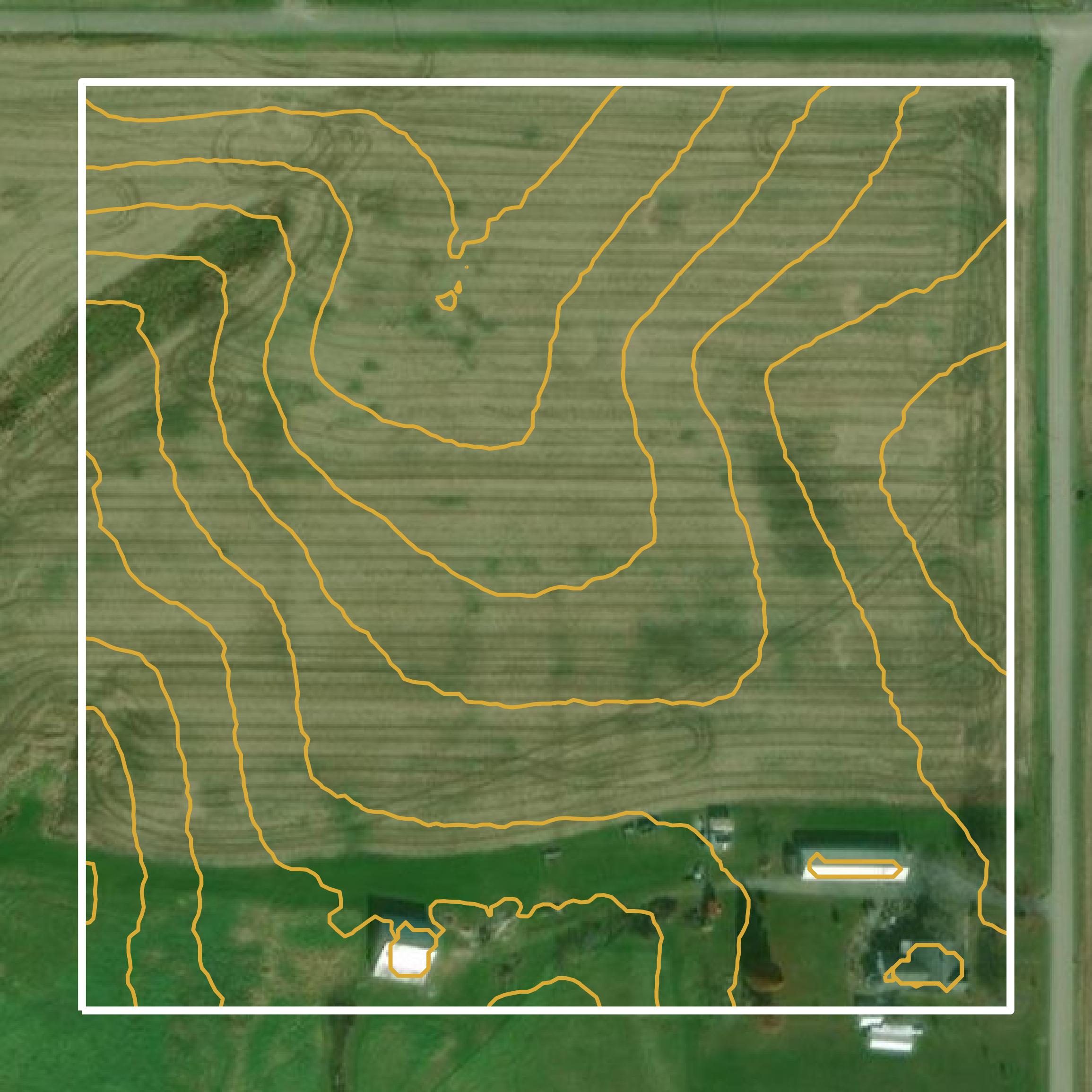 This image shows a contour map in Crawford County created using GIS data in Equator.