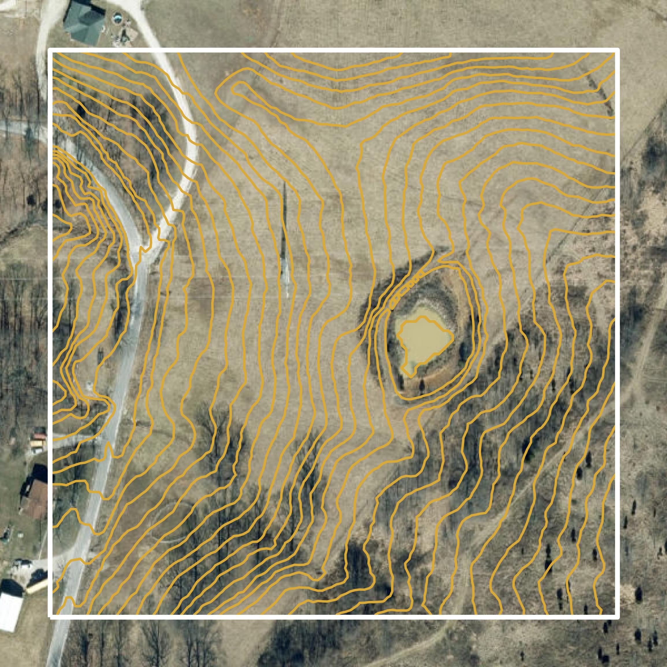 This image shows a contour map in Crawford County created using GIS data in Equator.