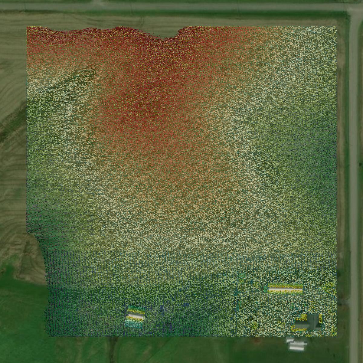 This image shows a LiDAR point cloud in Crawford County created using GIS data in Equator.