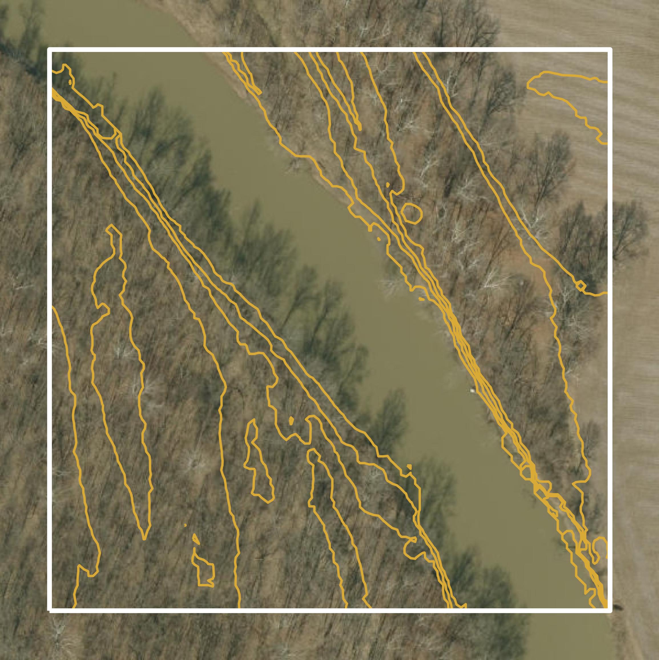 This image shows a contour map in Dearborn County created using GIS data in Equator.