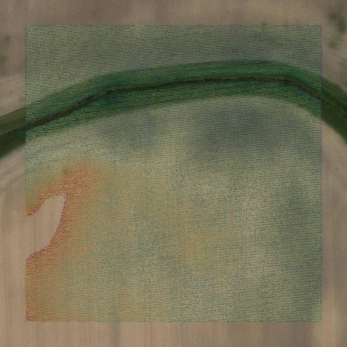 This image shows a LiDAR point cloud in DeKalb County created using GIS data in Equator.