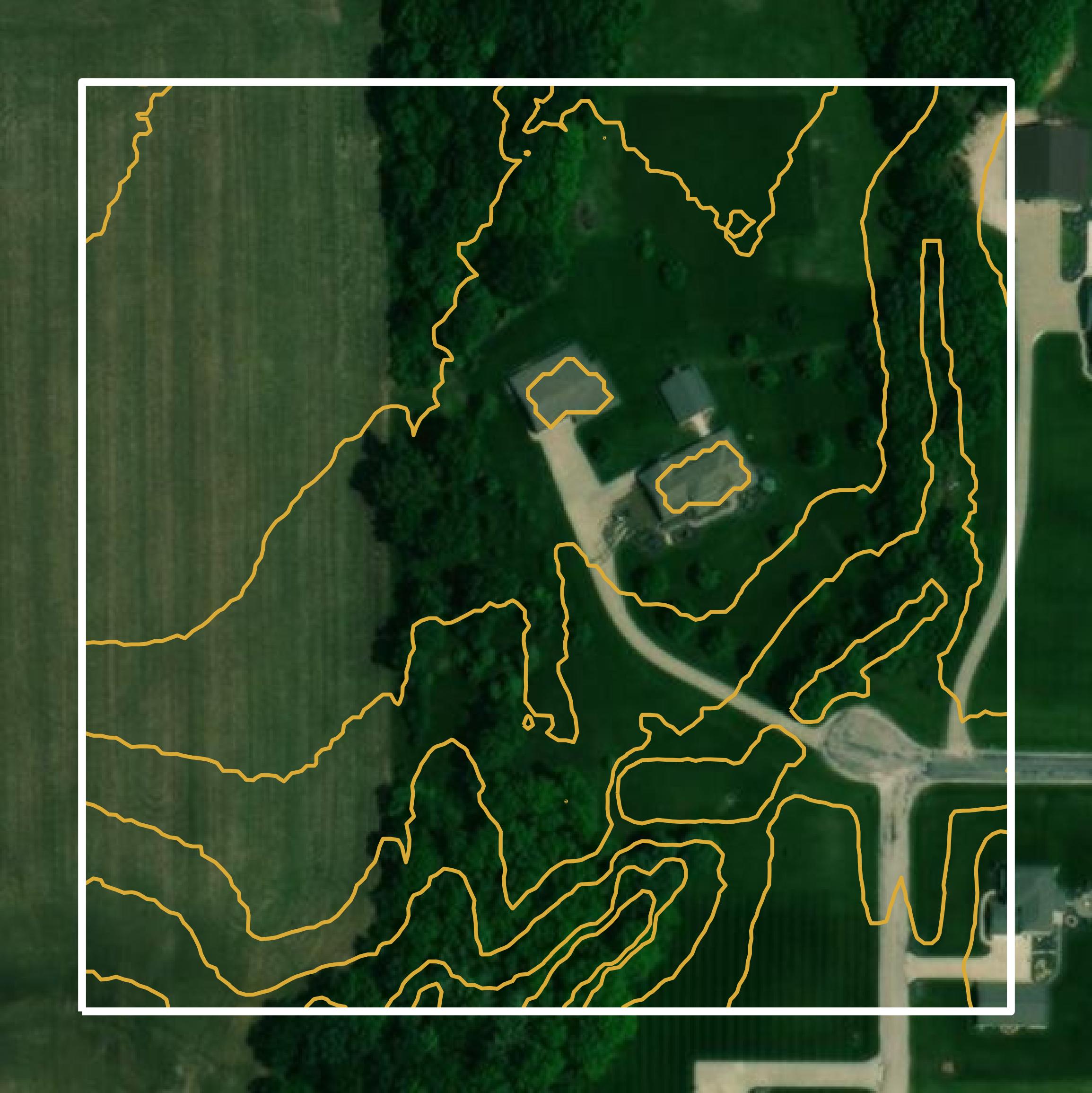This image shows a contour map in Dubois County created using GIS data in Equator.