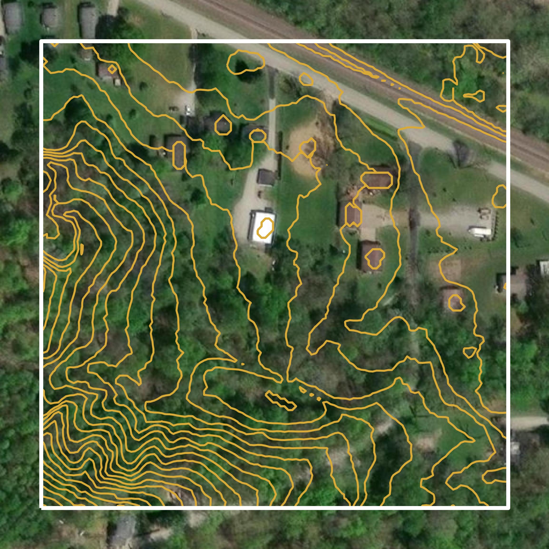 This image shows a contour map in Floyd County created using GIS data in Equator.