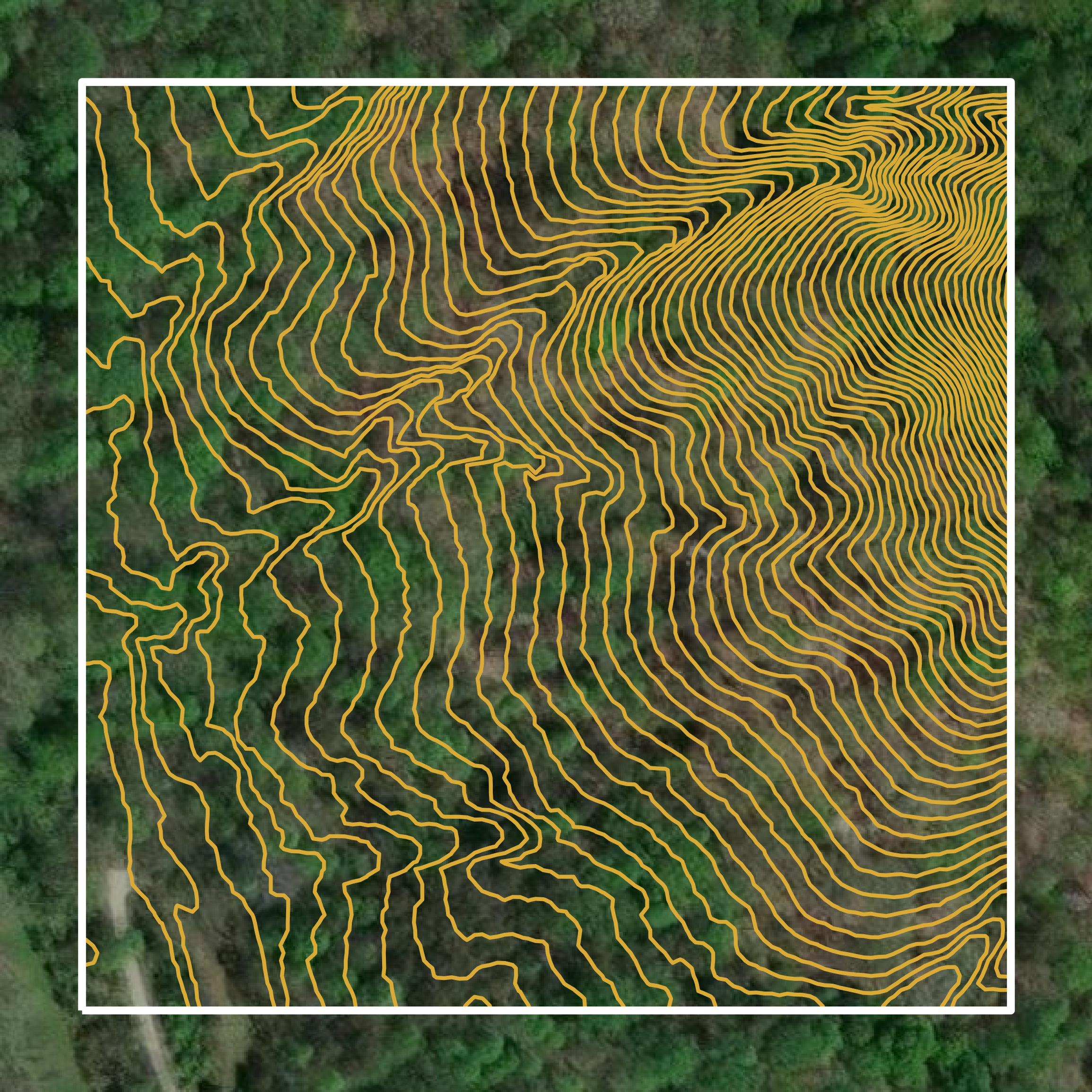 This image shows a contour map in Floyd County created using GIS data in Equator.