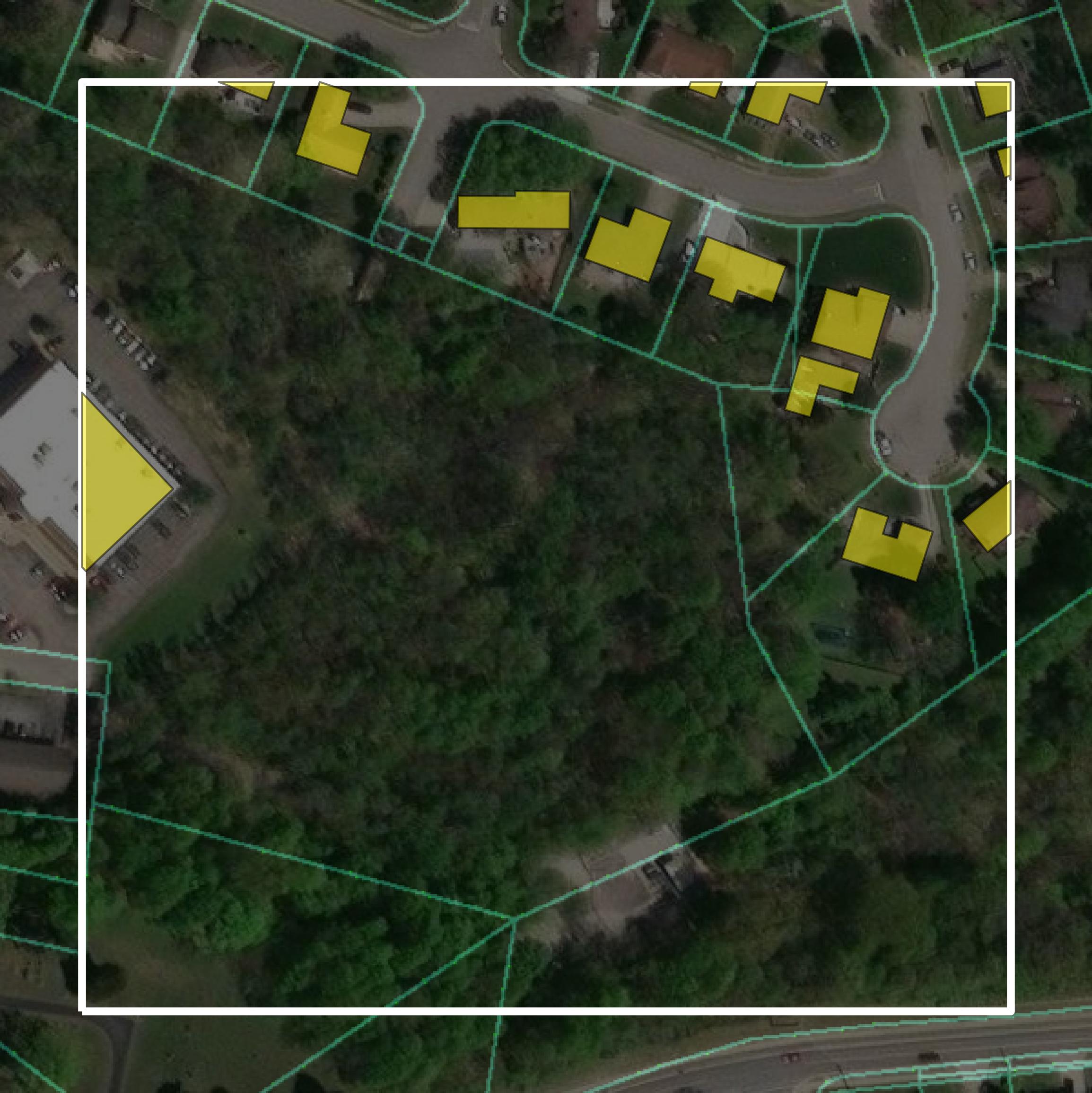 This image shows parcel and building data in Floyd County created using GIS data in Equator.