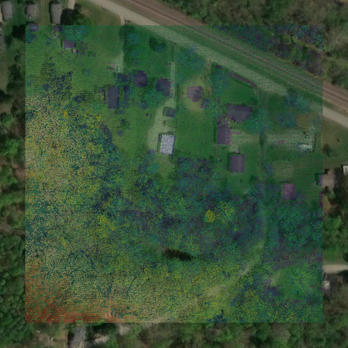 This image shows a LiDAR point cloud in Floyd County created using GIS data in Equator.