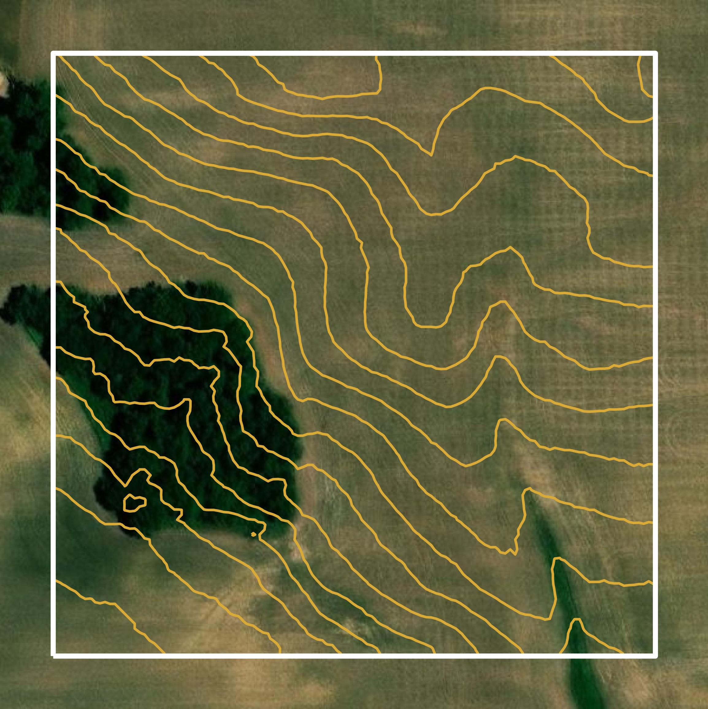 This image shows a contour map in Greene County created using GIS data in Equator.