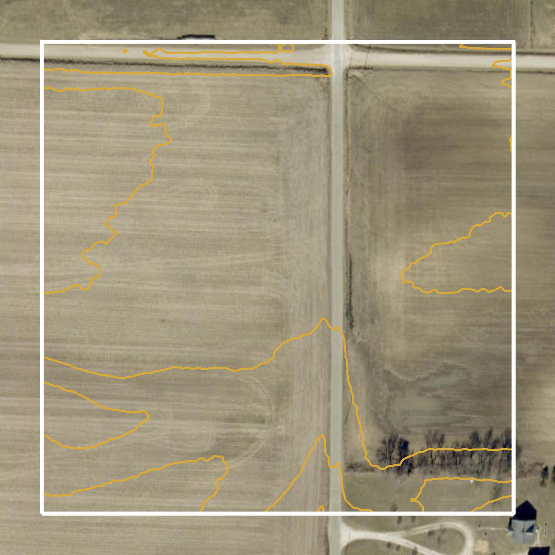This image shows a contour map in Greene County created using GIS data in Equator.